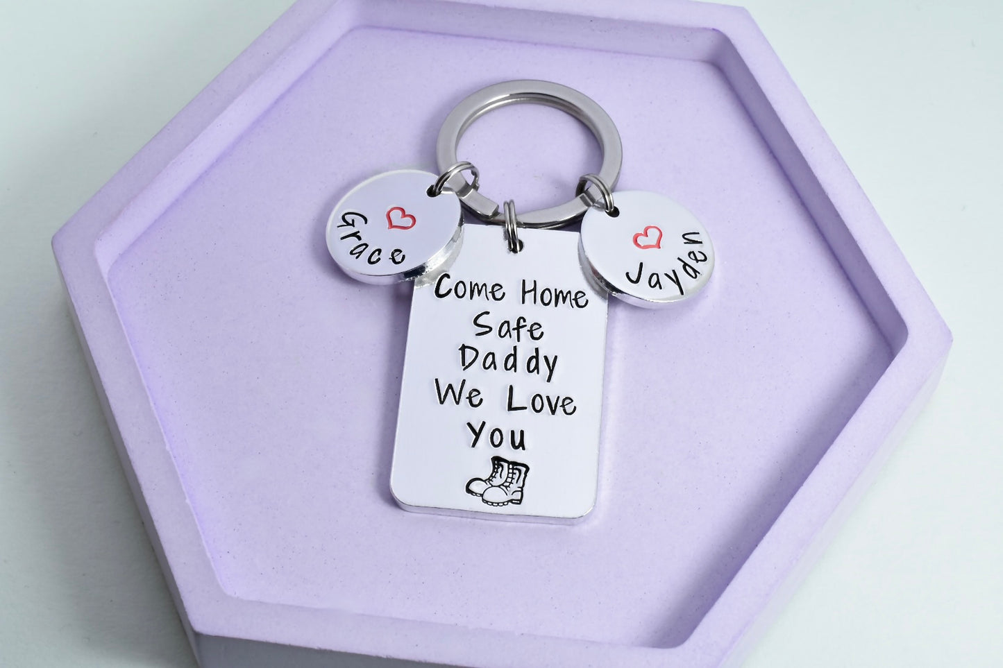 Come Home Safe Daddy Keyring • We Love You Keychain • Military Parent Gift • Army Dad • Navy/RAF Mum • Armed Forces Parent • Deployment Gift