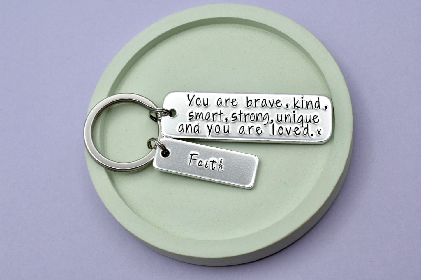 You Are Brave, Kind, Smart, Strong, Unique and You're Loved Keyring • Personalised Wellbeing Keyring • We Love You Gift • Believe In Yourself