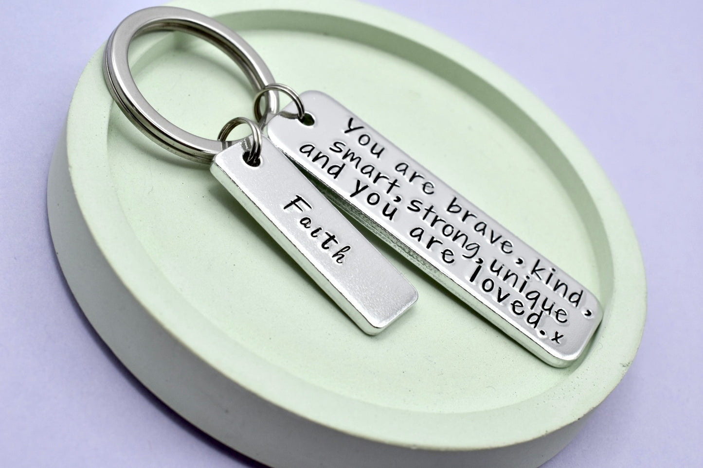 You Are Brave, Kind, Smart, Strong, Unique and You're Loved Keyring • Personalised Wellbeing Keyring • We Love You Gift • Believe In Yourself