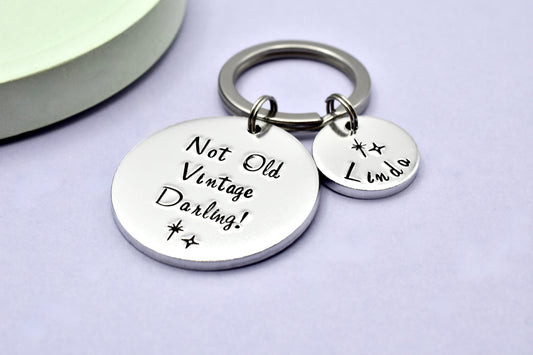 Personalised Not Old, Vintage Darling Keyring