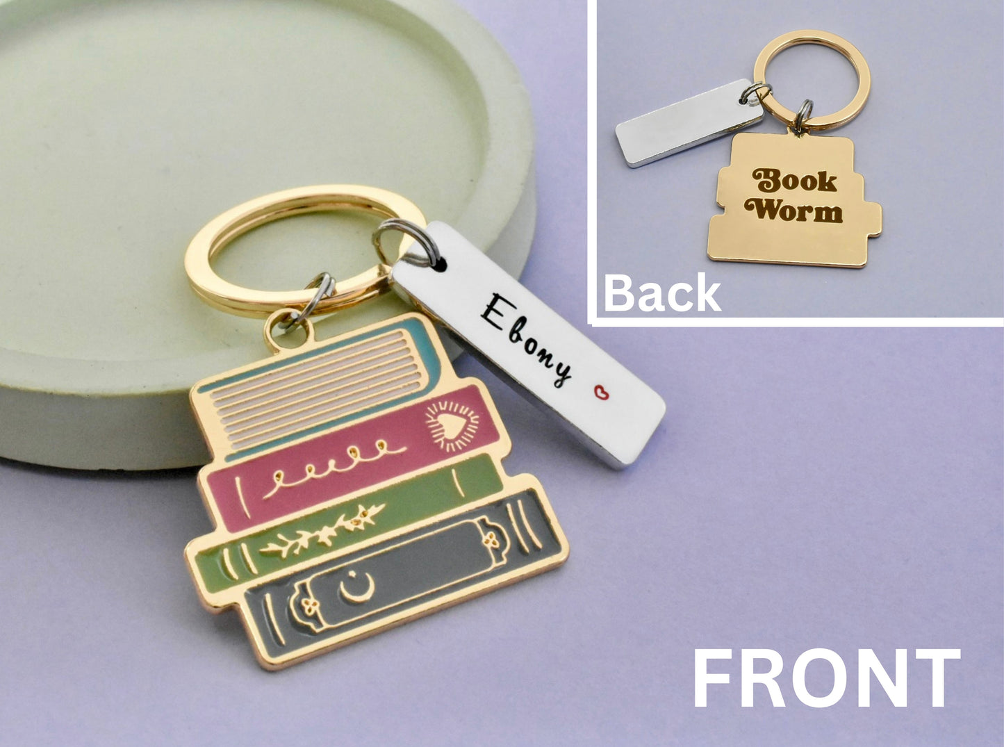 Personalised Bookworm Keyring