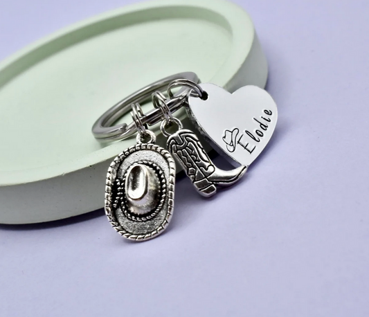 Personalised Cowgirl Keyring