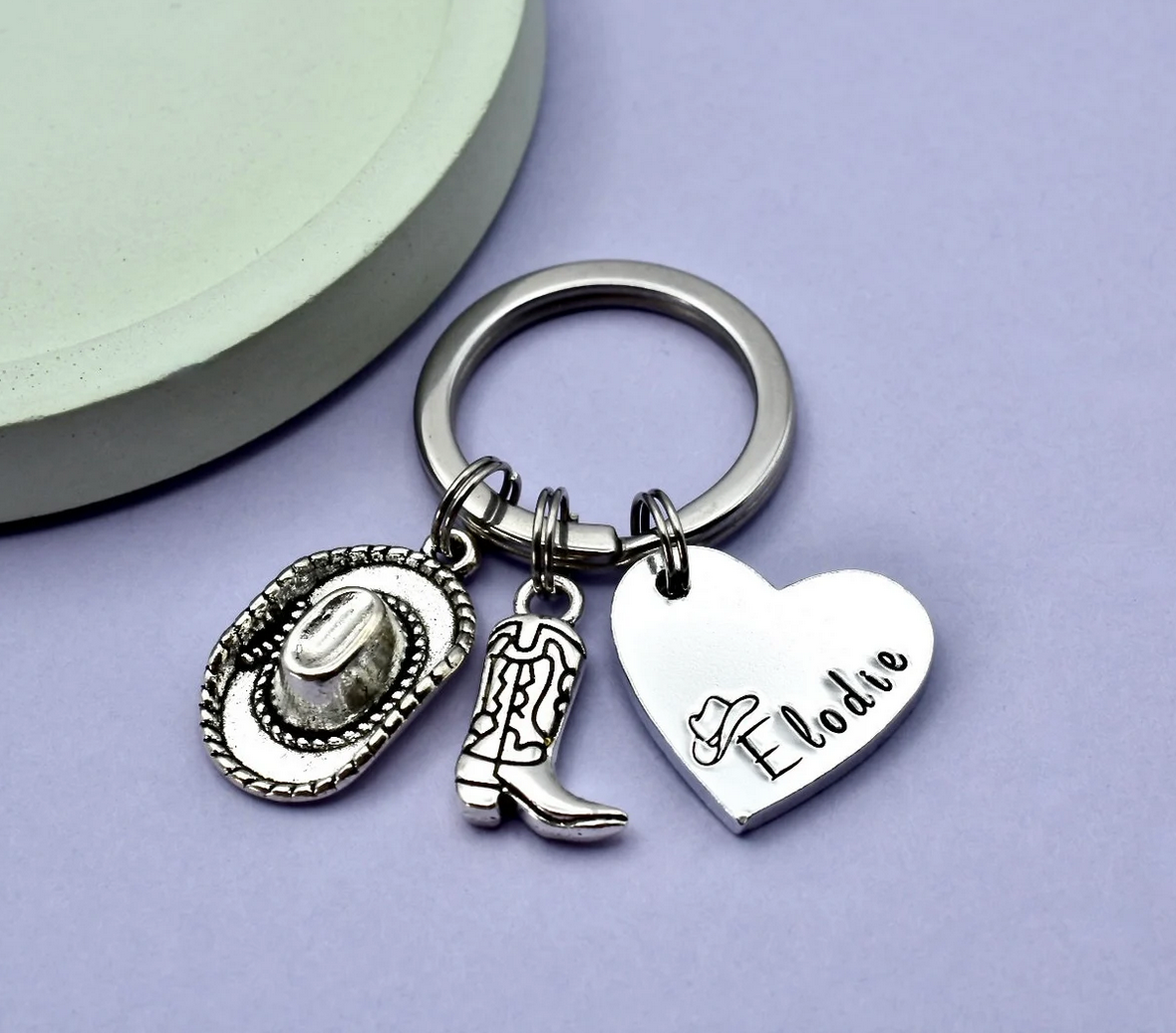 Personalised Cowgirl Keyring