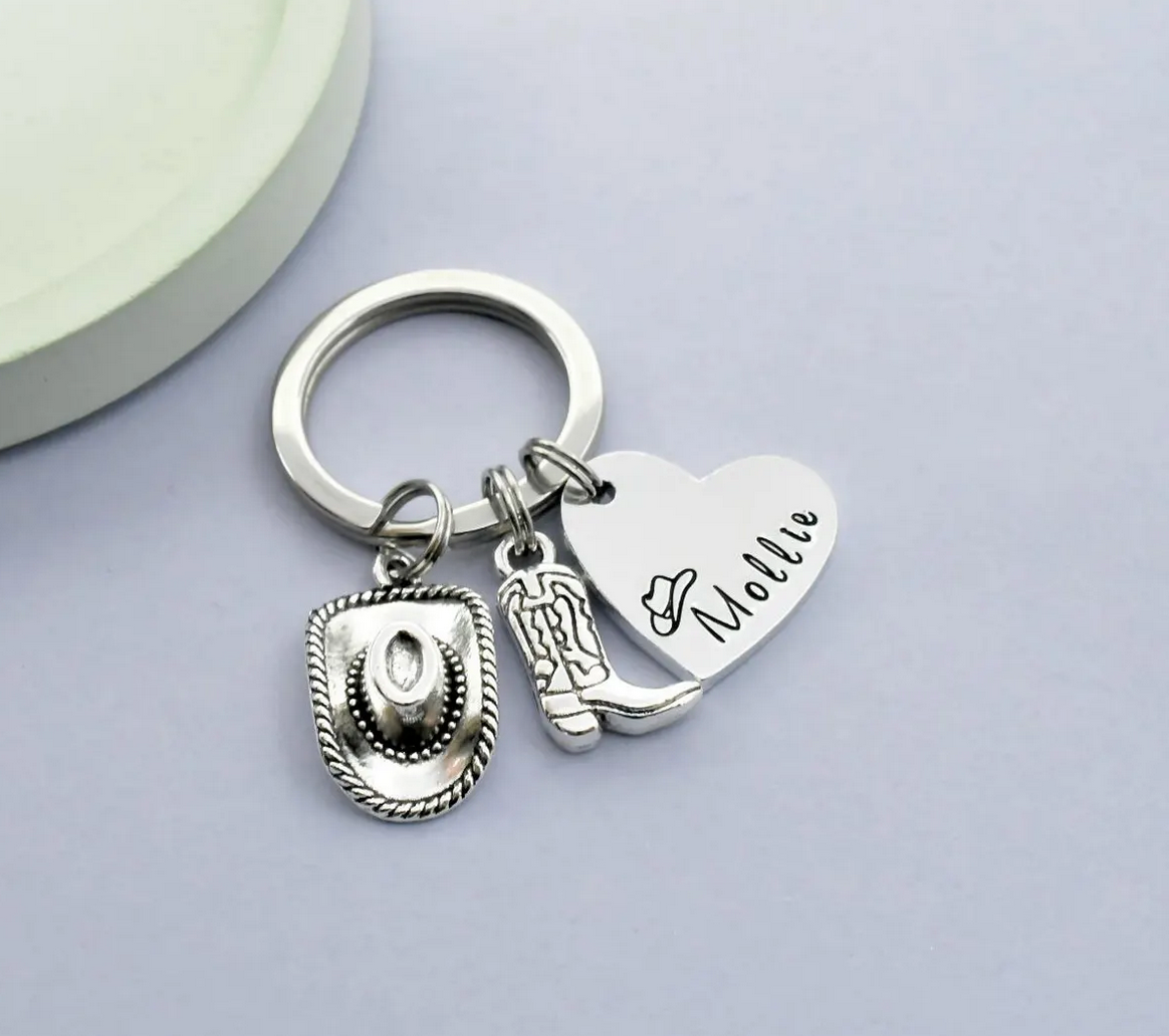 Personalised Cowgirl Keyring