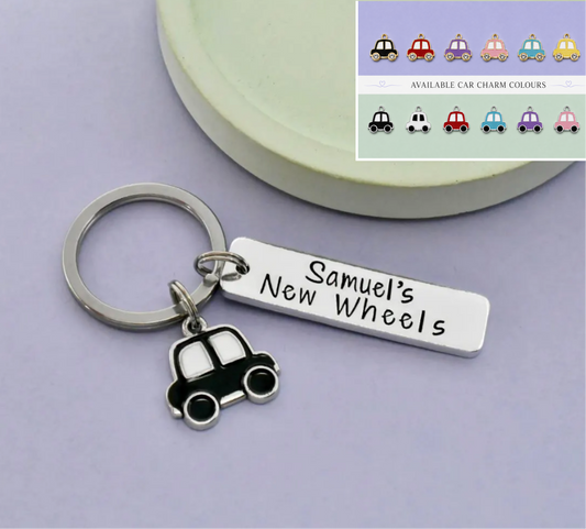 Personalised New Wheels Keyring