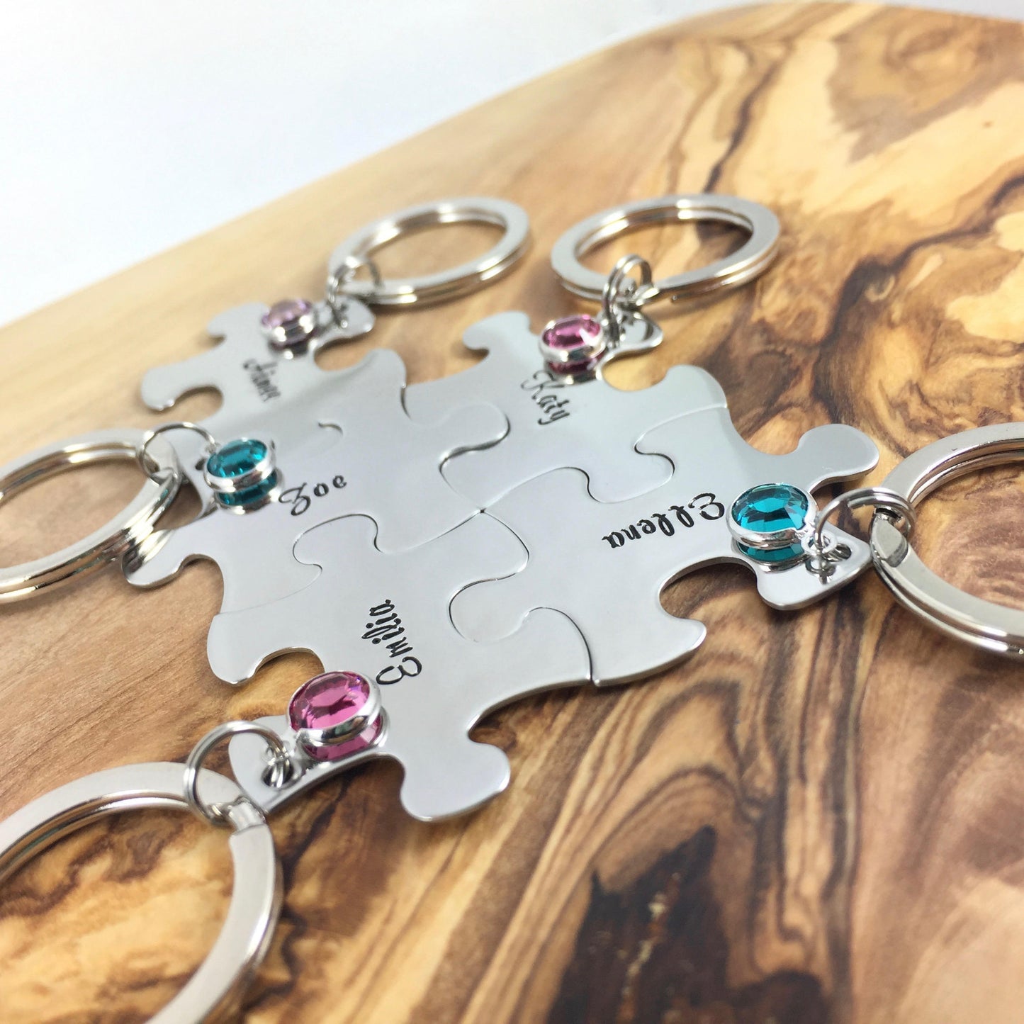 Interlocking Puzzle Piece Keyrings • Personalised Friendship Group • Jigsaw Set For Couple/Best friends • Family Christmas Gift