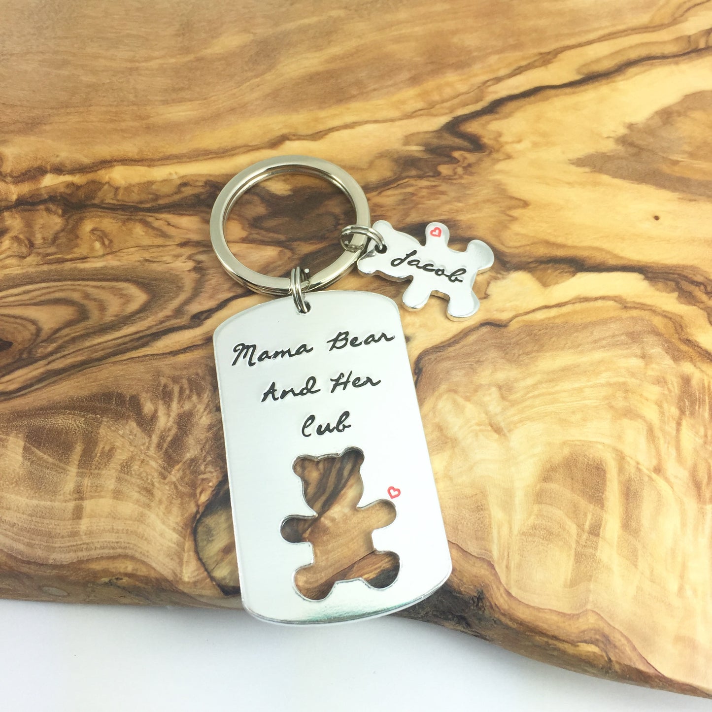 Mama Bear And Her Cub Personalised Keyring • With Child's Name • Gift For Mum • Mummy • Mom •  Fierce, Protective Mother Gift