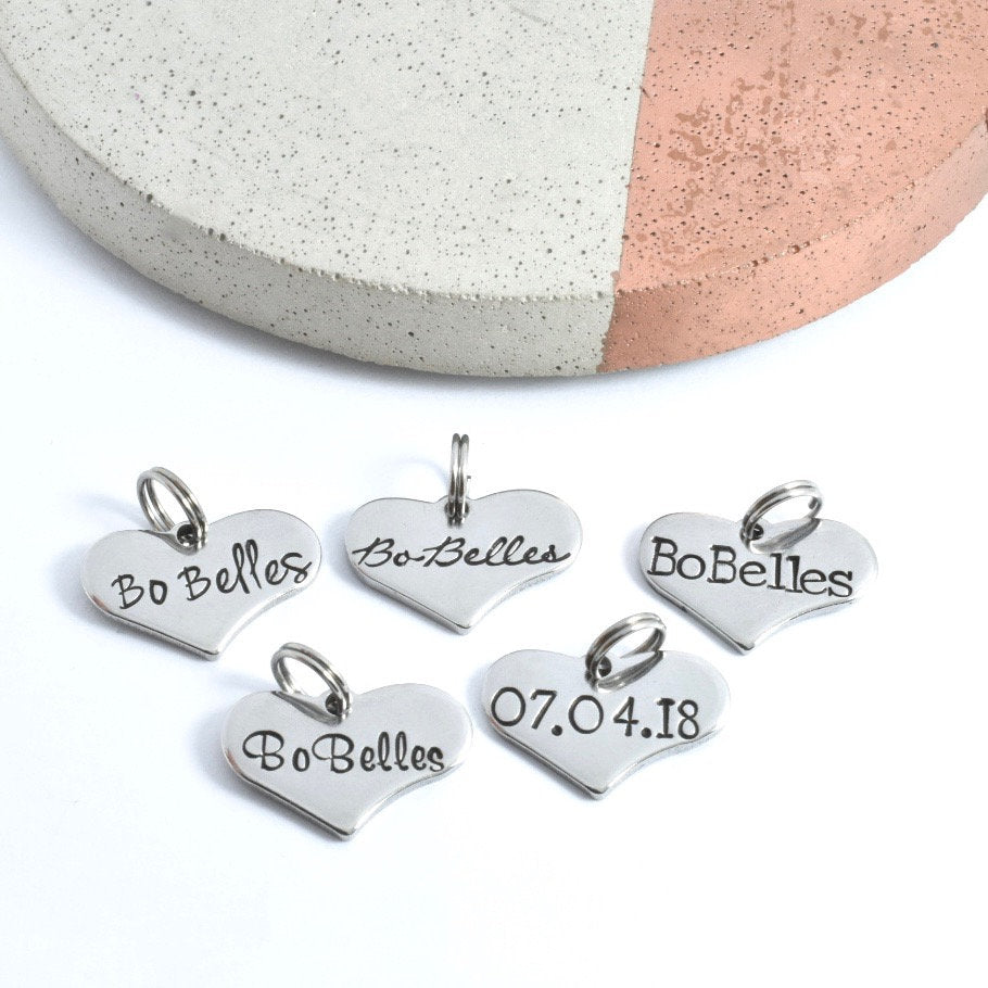 Additional Stainless Steel Heart Charm To Add On To Bo Belles Key Chain