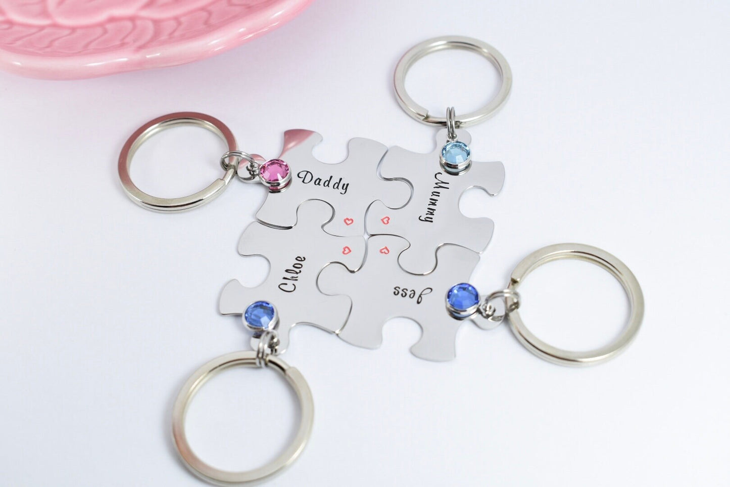 Interlocking Puzzle Piece Keyrings • Personalised Friendship Group • Jigsaw Set For Couple/Best friends • Family Christmas Gift