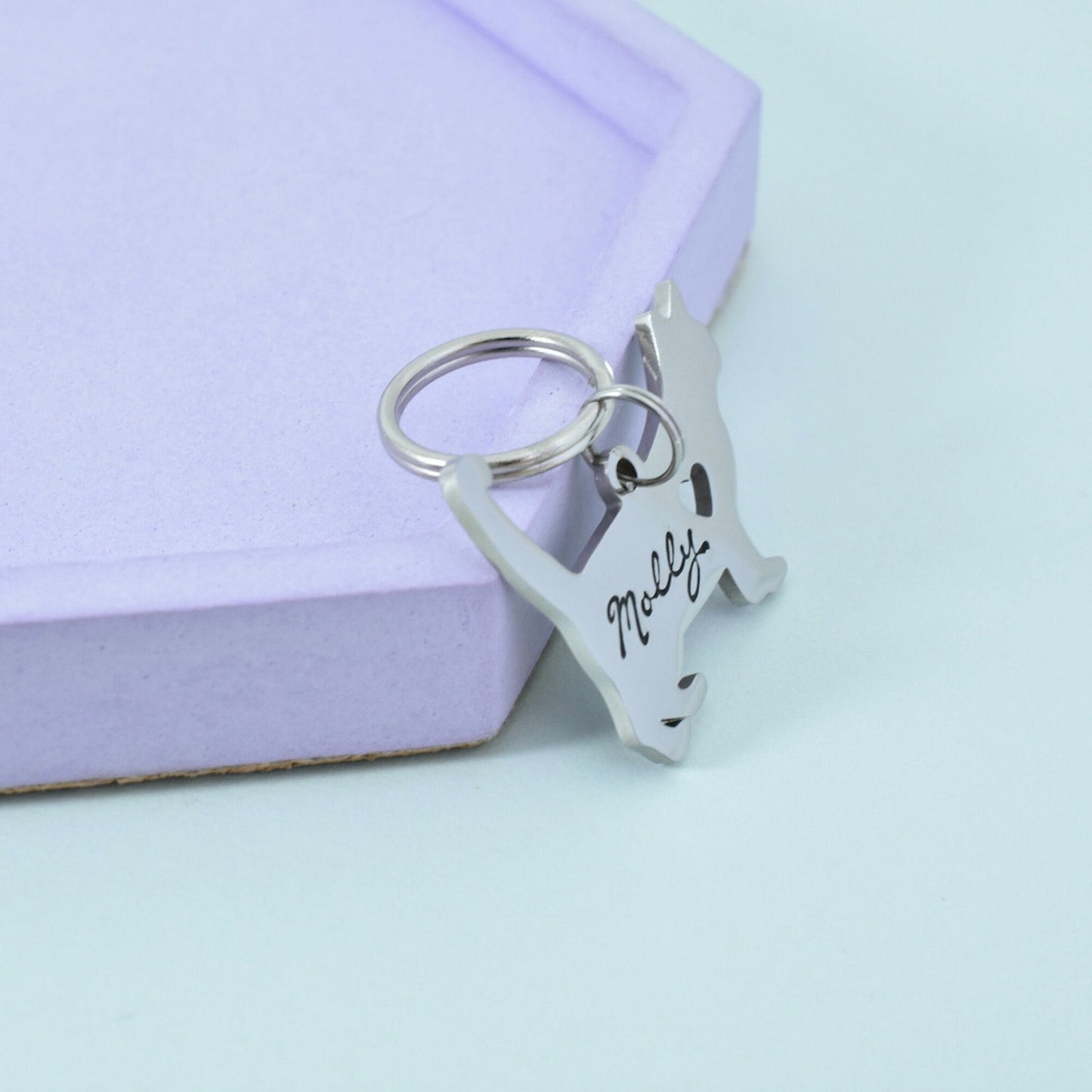 Personalised Cat Keyring For Pet Lover • Fur Baby Key Ring •  Cat Name Charm • Pet Remembrance Keepsake • Pet Owner Gift