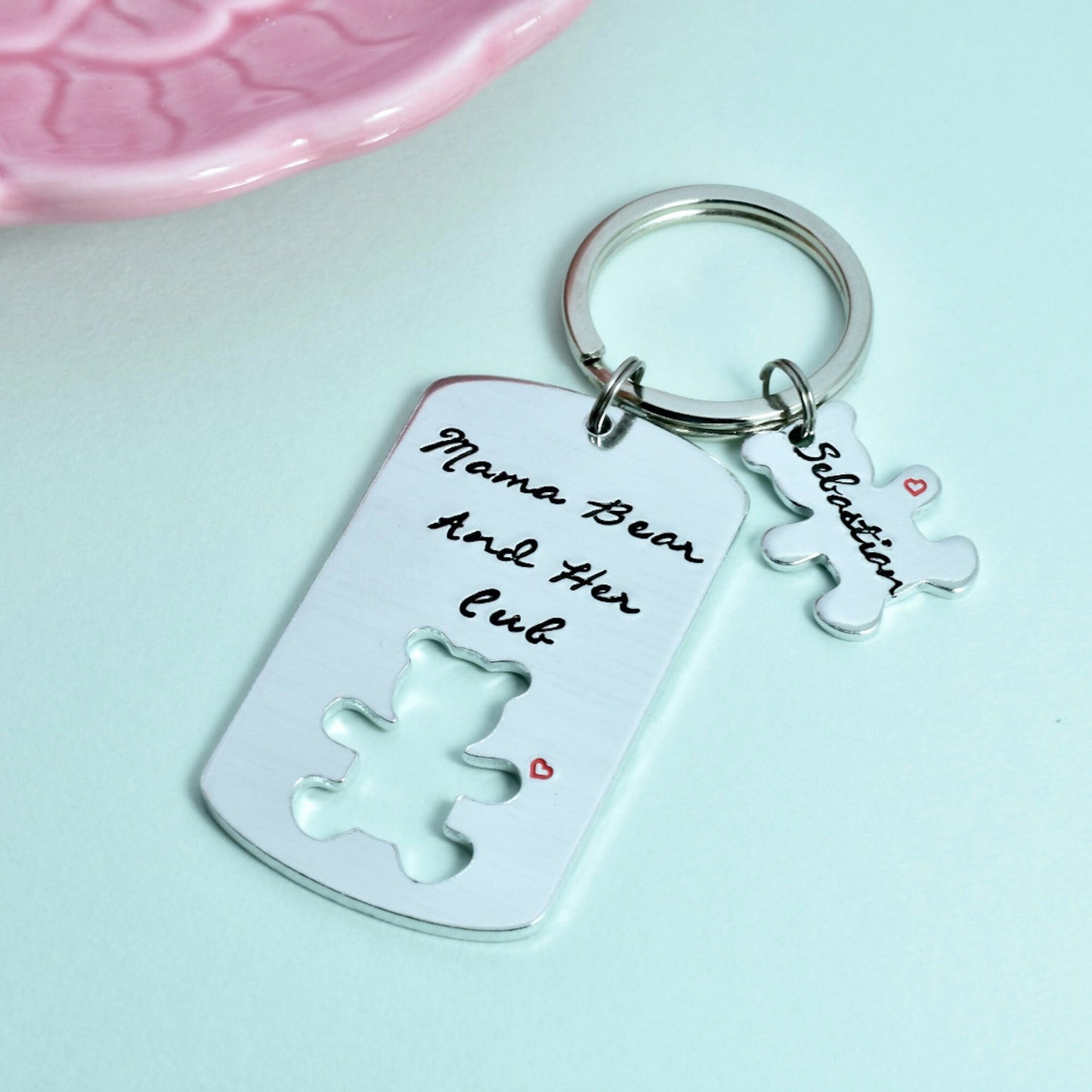 Mama Bear And Her Cub Personalised Keyring • With Child's Name • Gift For Mum • Mummy • Mom •  Fierce, Protective Mother Gift