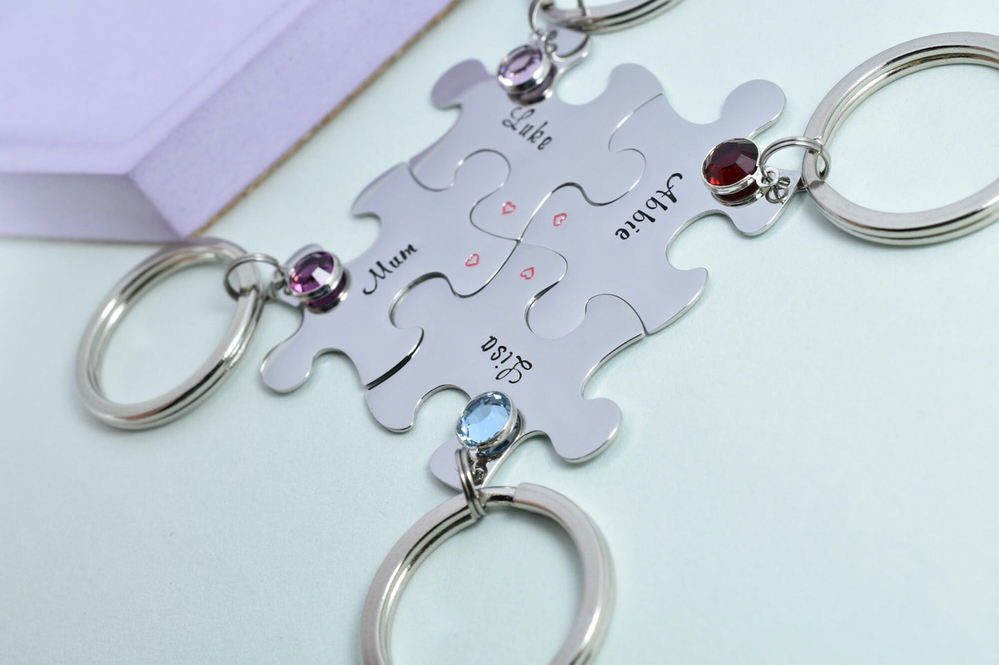 Interlocking Puzzle Piece Keyrings • Personalised Friendship Group • Jigsaw Set For Couple/Best friends • Family Christmas Gift