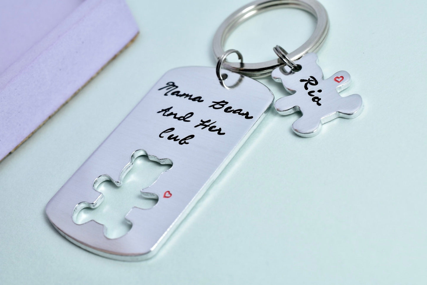Mama Bear And Her Cub Personalised Keyring • With Child's Name • Gift For Mum • Mummy • Mom •  Fierce, Protective Mother Gift