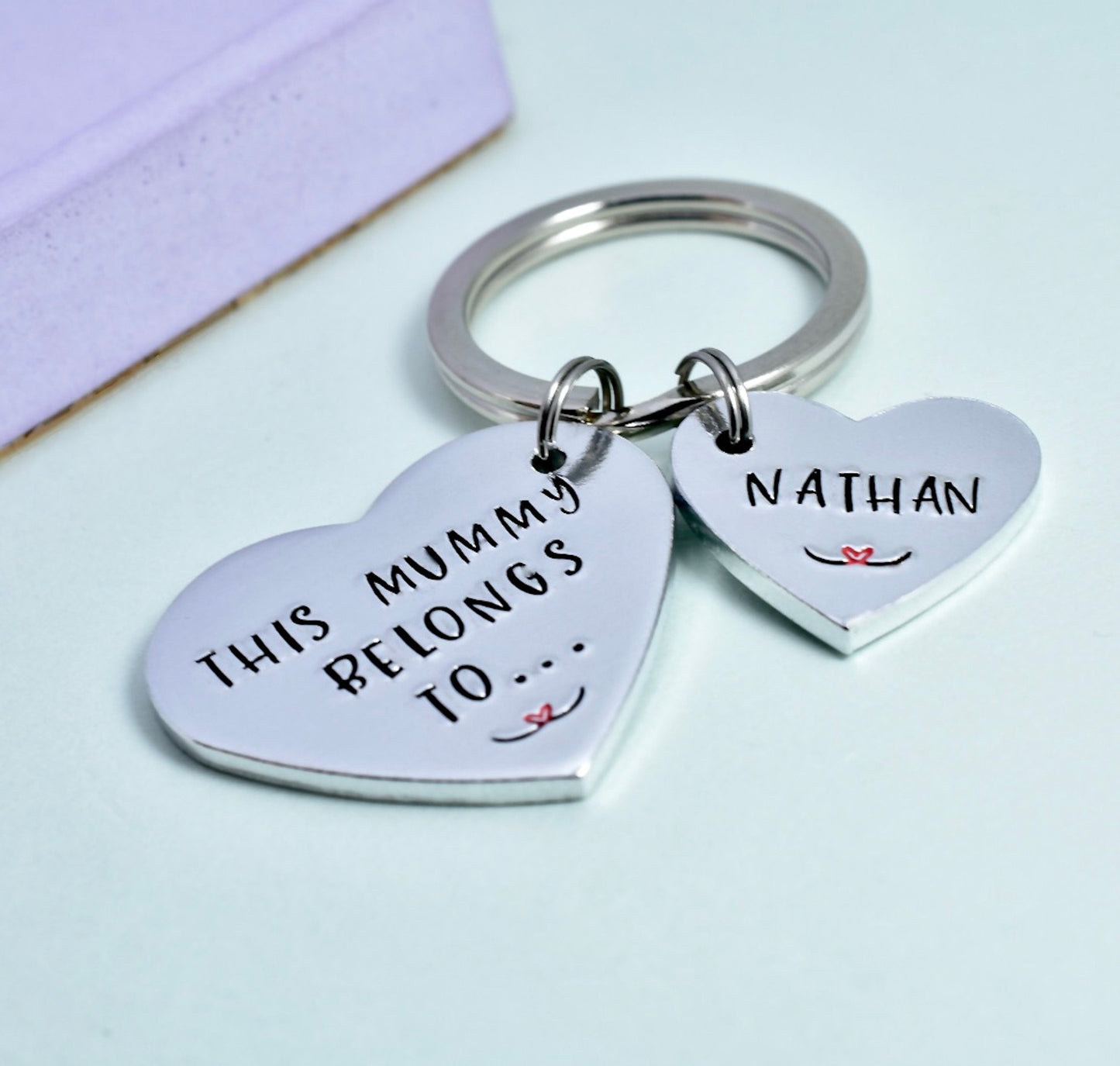 This Mummy Belongs To Keyring • Personalised Mum Gift • Nanny Present • Gift From Child • Heart Keyring • Grandma Belongs To • Auntie Gift