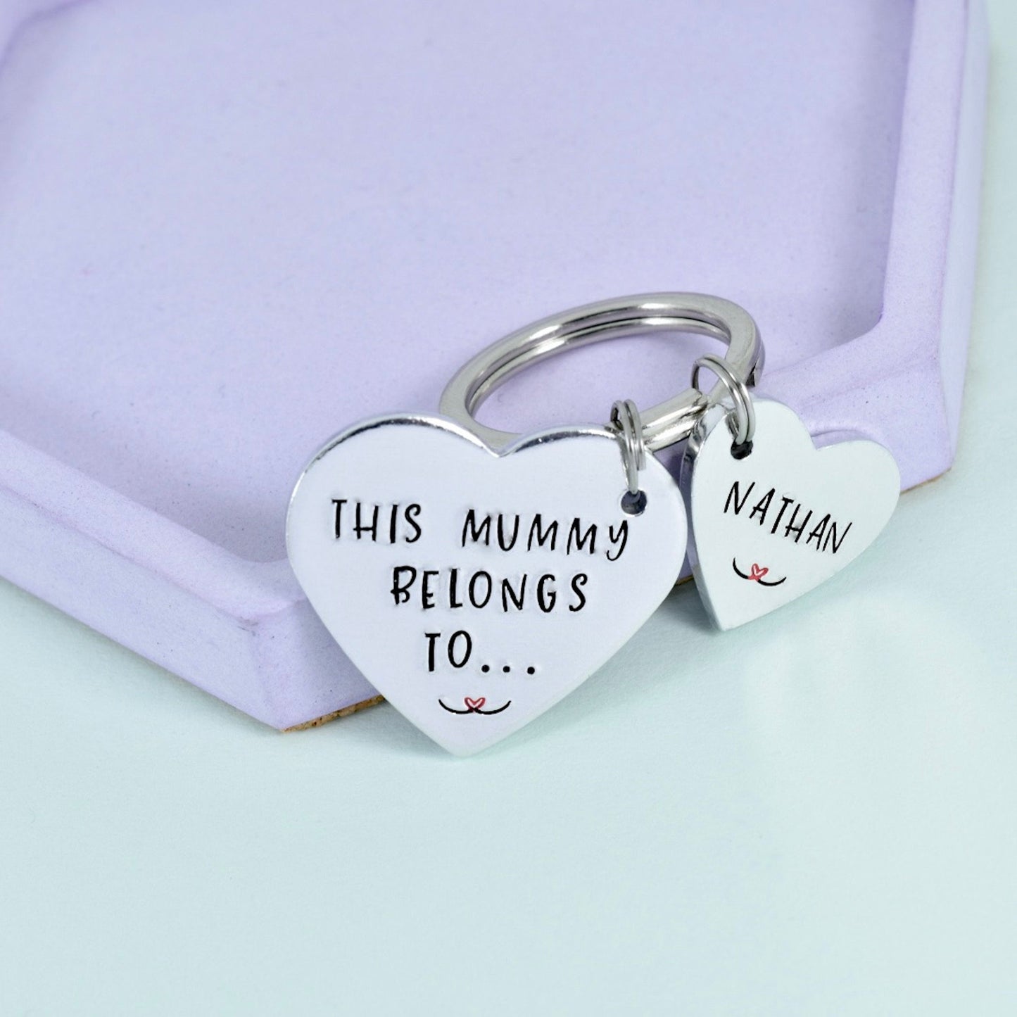 This Mummy Belongs To Keyring • Personalised Mum Gift • Nanny Present • Gift From Child • Heart Keyring • Grandma Belongs To • Auntie Gift