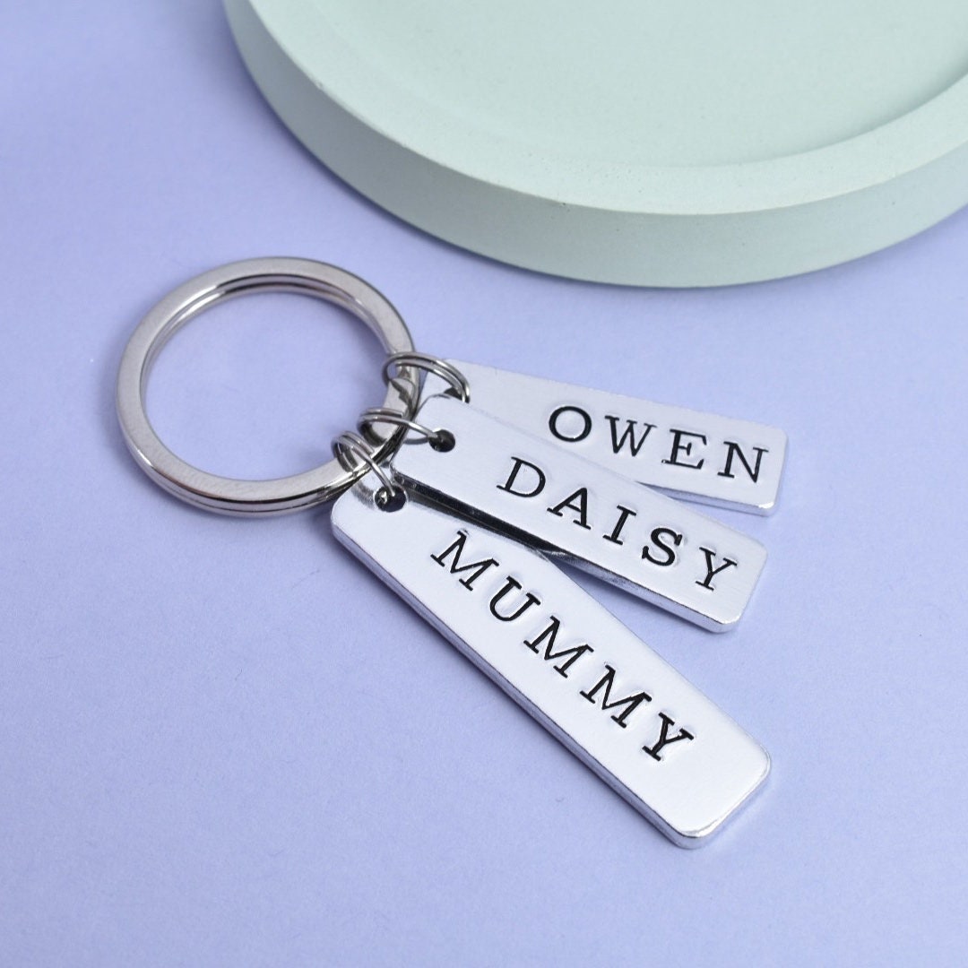 Personalised Keyring For Mummy • Key Ring With Children's Names • Gift For Daddy • Gift For Nana • Gift For Grandparent • Grandad