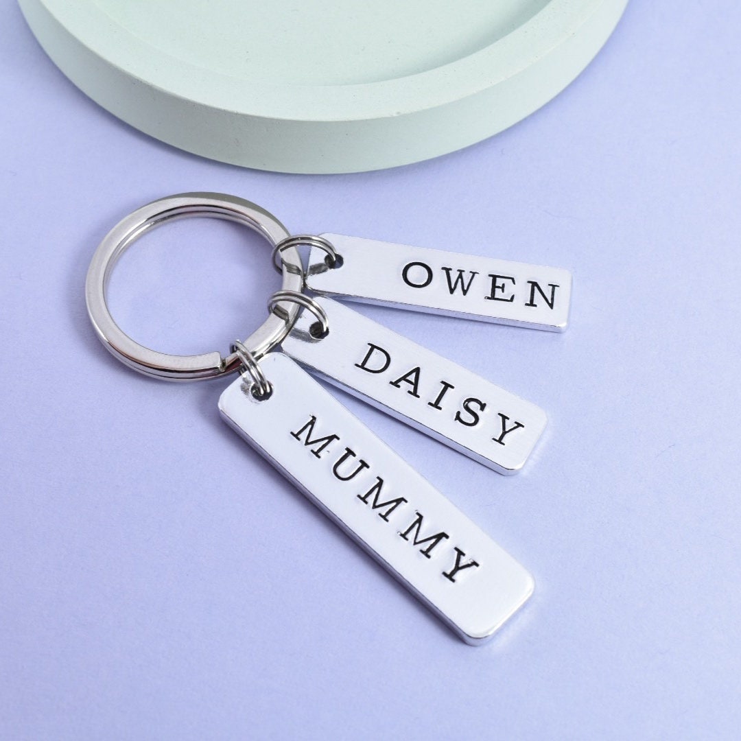 Personalised Keyring For Mummy • Key Ring With Children's Names • Gift For Daddy • Gift For Nana • Gift For Grandparent • Grandad
