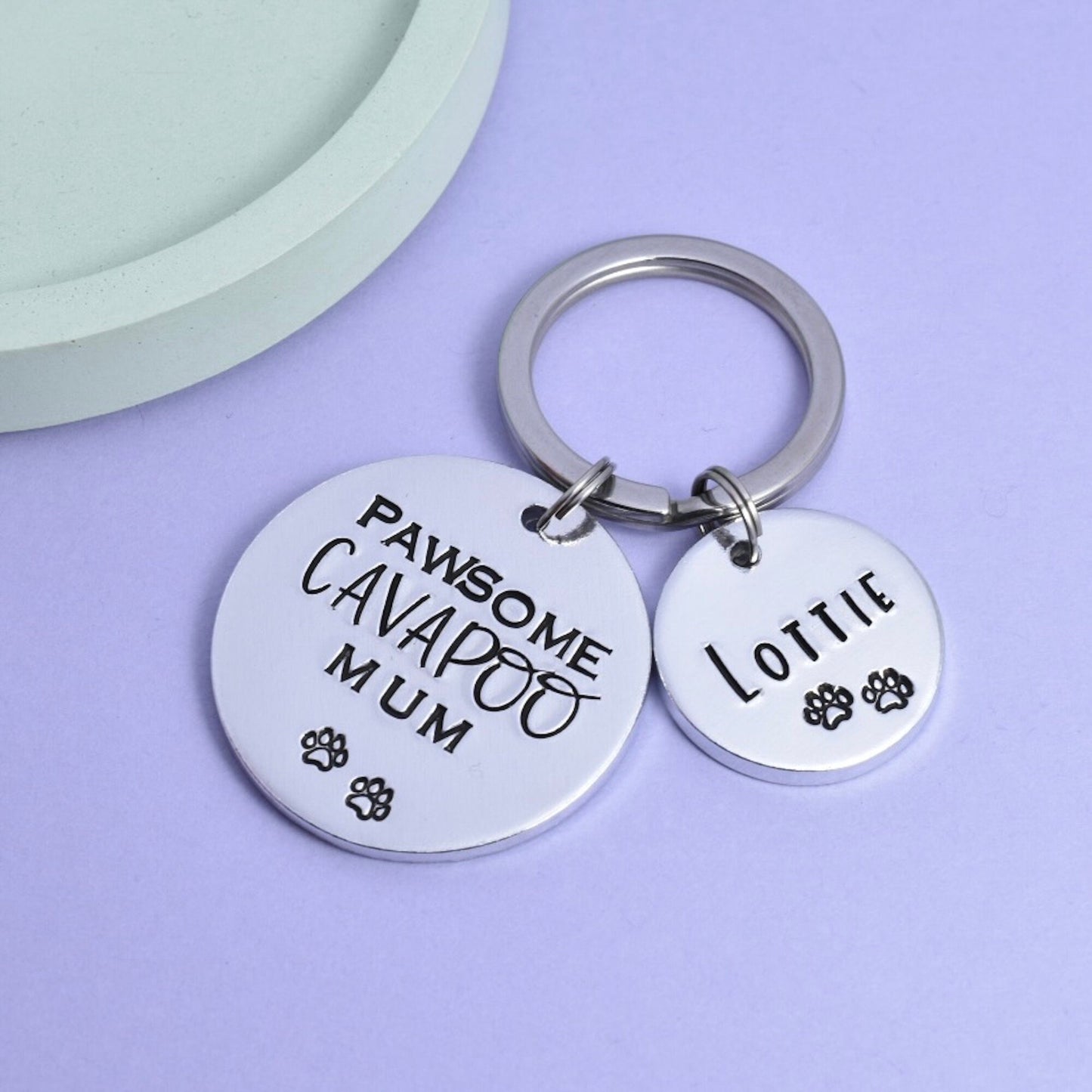 Pawsome Cockapoo Mum Keyring • Personalised Key Ring With Dogs Name • Variety of Dog Breeds To Choose From • Daschund • Frenchie • And More