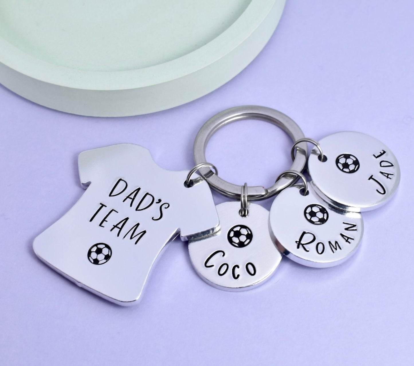 Daddy's Team Personalised Keyring With Children's Names • For A Football Loving Dad • Footy Fan Grandad • Dream Team • Any Name