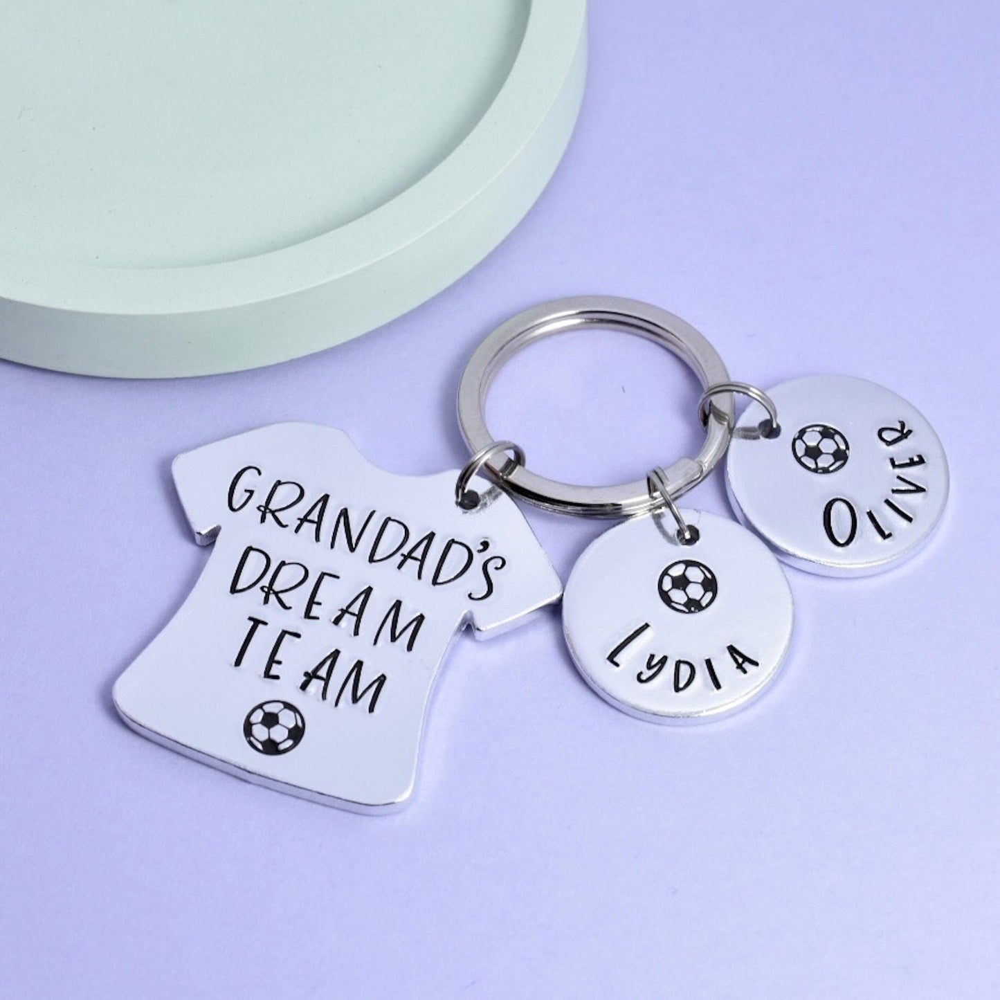 Daddy's Team Personalised Keyring With Children's Names • For A Football Loving Dad • Footy Fan Grandad • Dream Team • Any Name