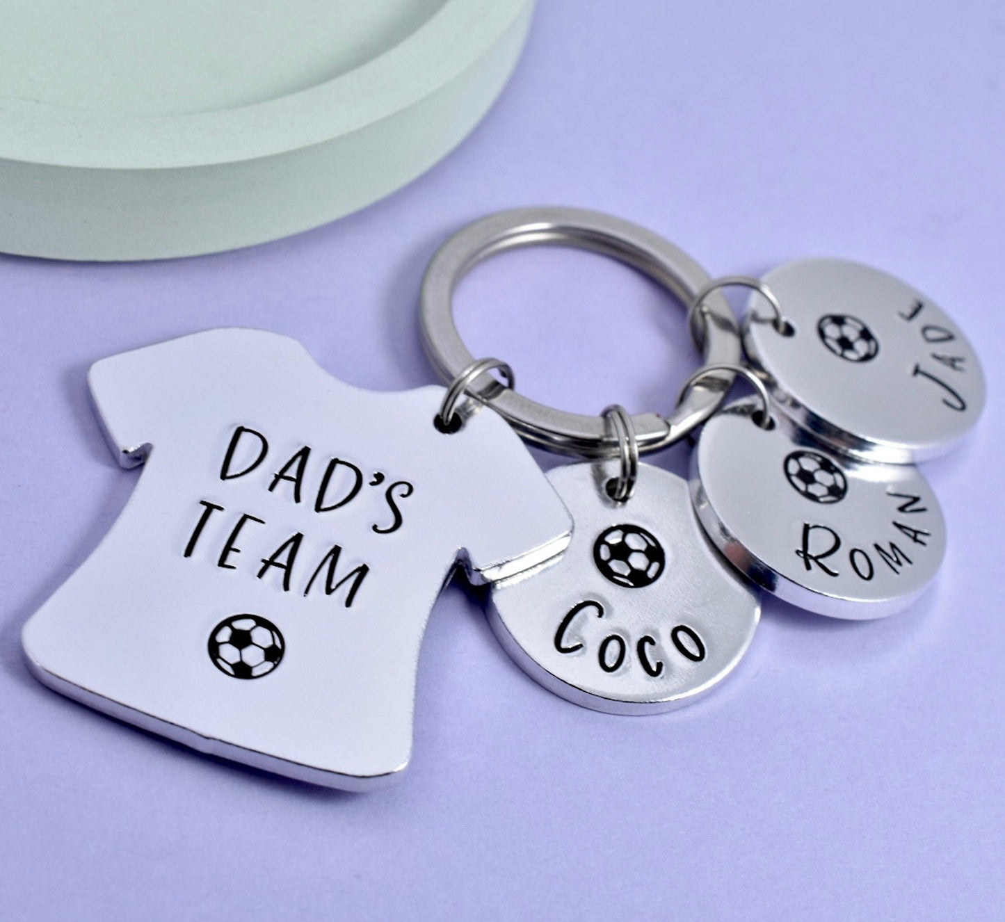 Daddy's Team Personalised Keyring With Children's Names • For A Football Loving Dad • Footy Fan Grandad • Dream Team • Any Name