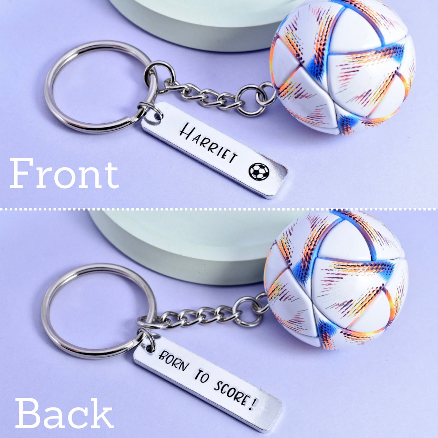 Gift For Footballer • Personalised Football Keyring • Girl/Boy Football Gift • 'Born To...' Key Ring • Footy • Football Bag Charm • Striker