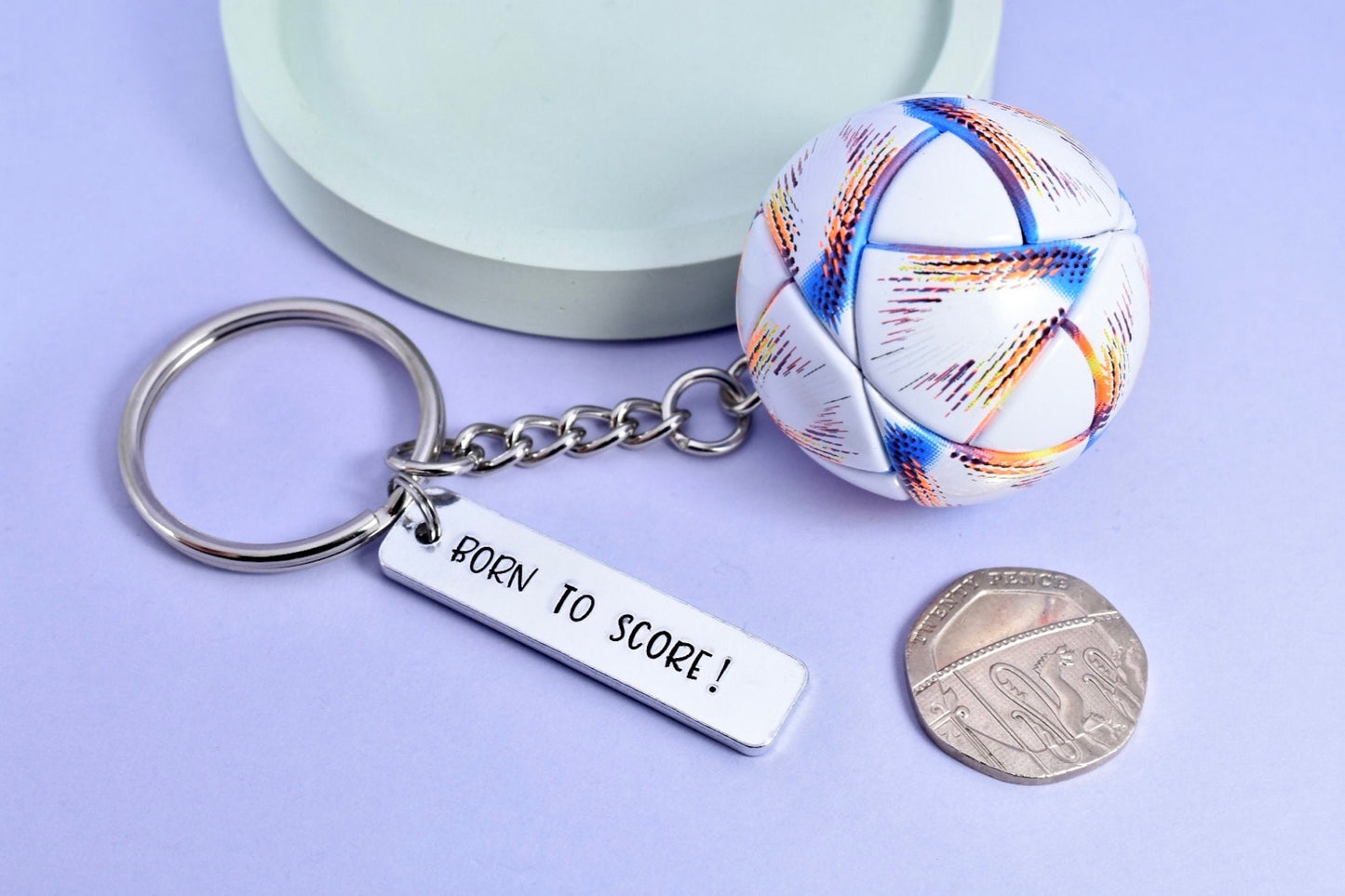 Gift For Footballer • Personalised Football Keyring • Girl/Boy Football Gift • 'Born To...' Key Ring • Footy • Football Bag Charm • Striker