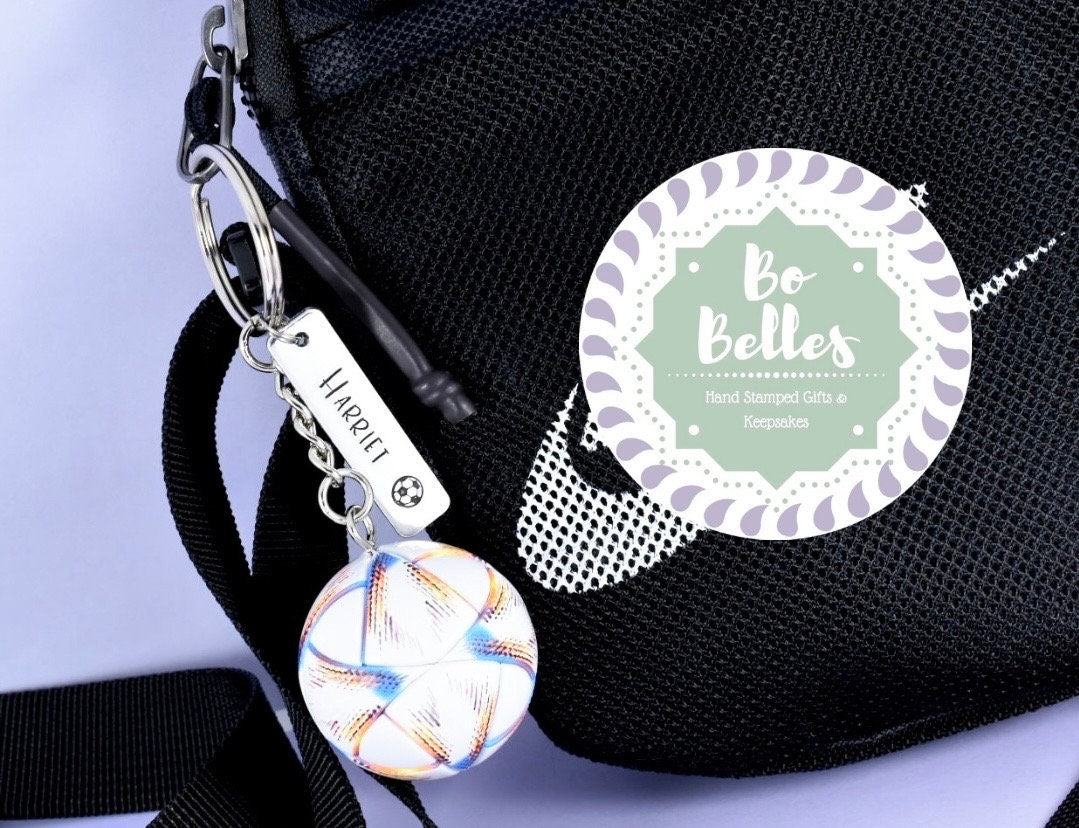 Gift For Footballer • Personalised Football Keyring • Girl/Boy Football Gift • 'Born To...' Key Ring • Footy • Football Bag Charm • Striker