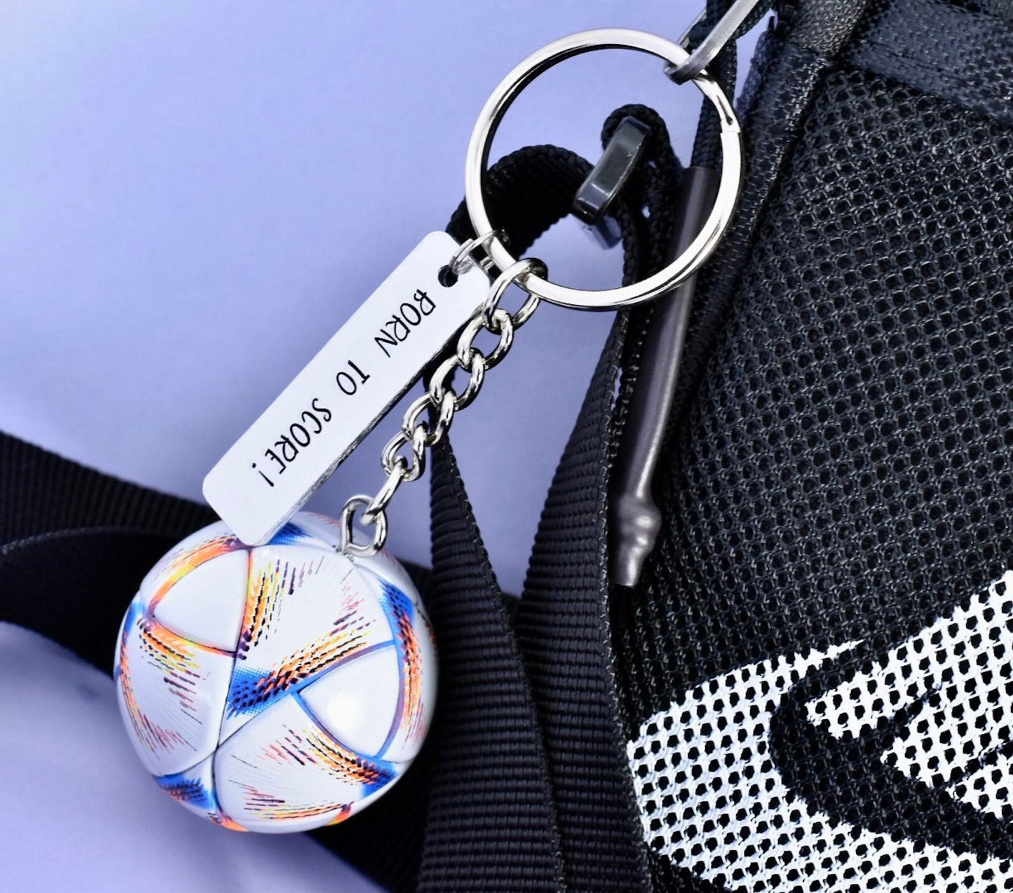 Gift For Footballer • Personalised Football Keyring • Girl/Boy Football Gift • 'Born To...' Key Ring • Footy • Football Bag Charm • Striker