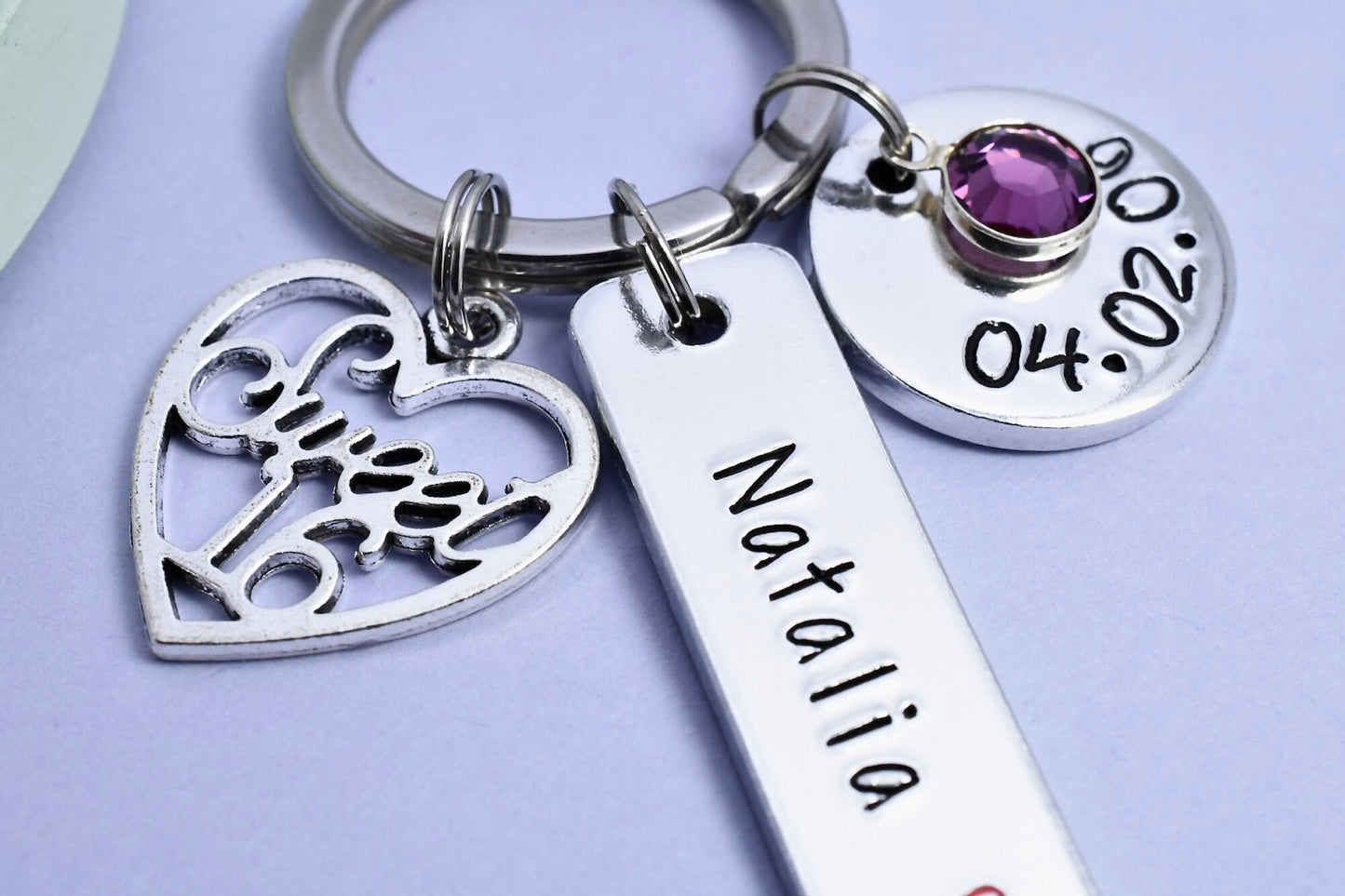 Sweet 16th Gift • Personalised Birthday Keyring • Optional Sweet 16 Charm • Birthday Present • Sweet 16 Keychain • Sixteenth Birthday Gift