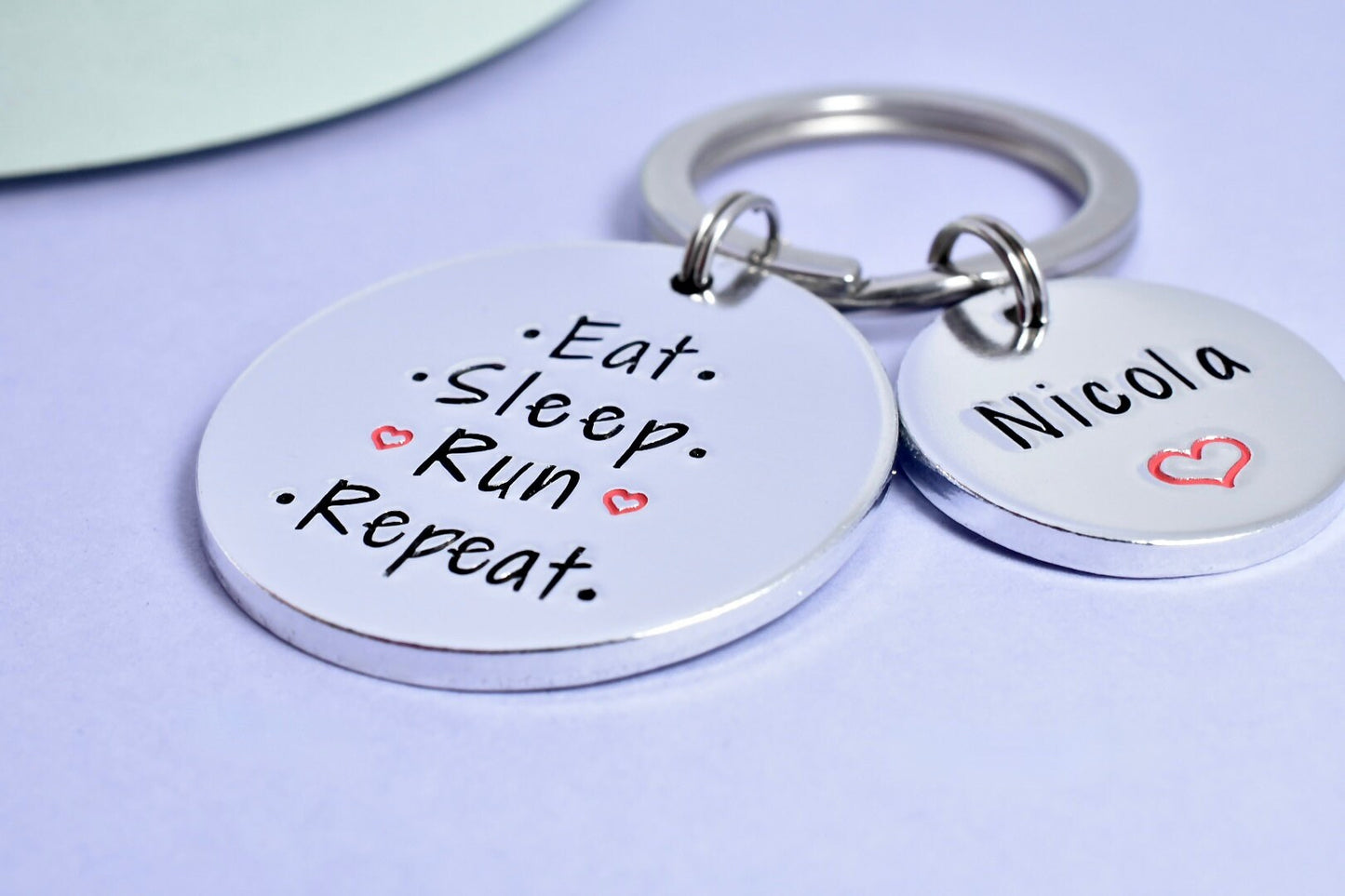 Eat Sleep Run Repeat Keyring • Personalised Running Key Ring • Marathon Runner Gift • Jogging Enthusiast Key Chain • Fitness Gift