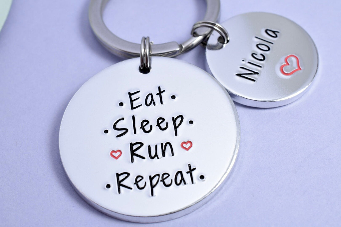 Eat Sleep Run Repeat Keyring • Personalised Running Key Ring • Marathon Runner Gift • Jogging Enthusiast Key Chain • Fitness Gift