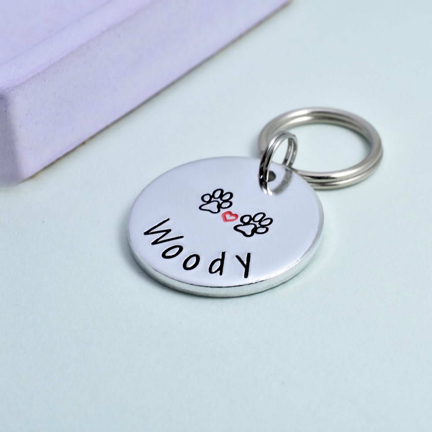 Pet Name Keyring • Personalised Key Ring With Pets Name • Dog's Name • Cat's Name • Pet Tag • Small Key Chain • Animal Tag