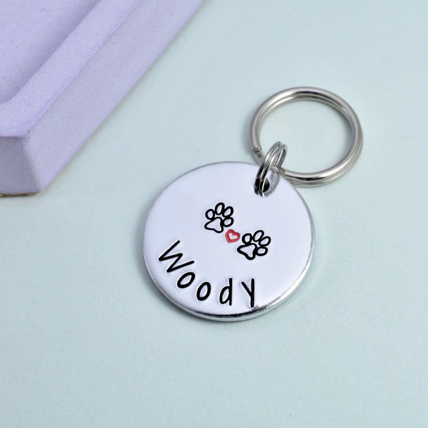Pet Name Keyring • Personalised Key Ring With Pets Name • Dog's Name • Cat's Name • Pet Tag • Small Key Chain • Animal Tag