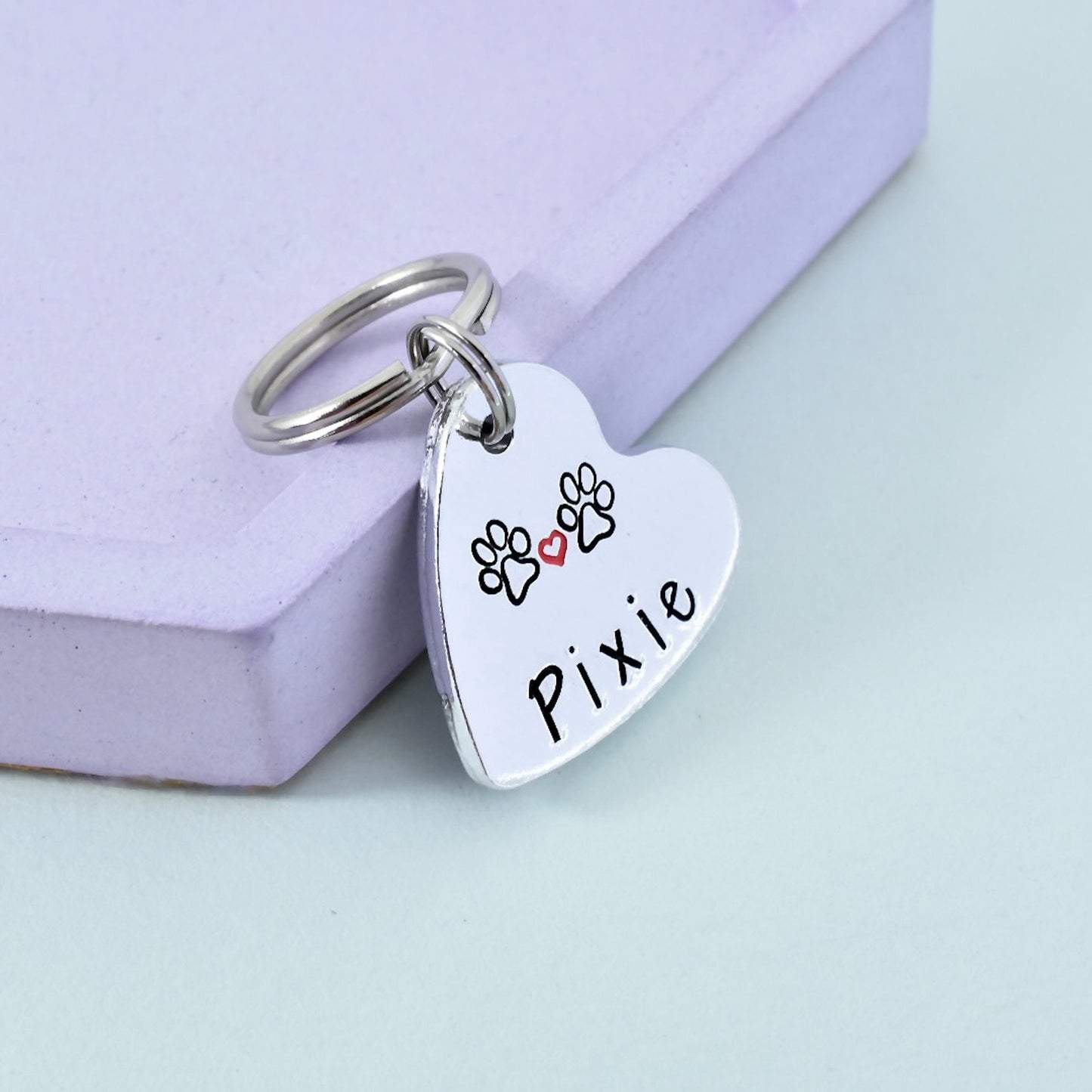 Pet Name Keyring • Personalised Key Ring With Pets Name • Dog's Name • Cat's Name • Pet Tag • Small Key Chain • Animal Tag