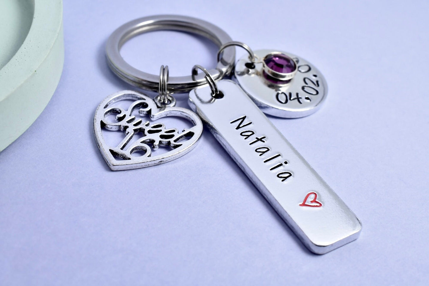 Sweet 16th Gift • Personalised Birthday Keyring • Optional Sweet 16 Charm • Birthday Present • Sweet 16 Keychain • Sixteenth Birthday Gift