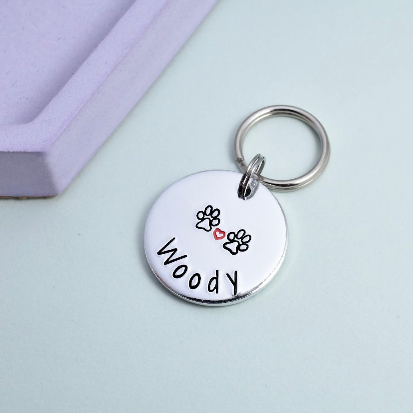 Pet Name Keyring • Personalised Key Ring With Pets Name • Dog's Name • Cat's Name • Pet Tag • Small Key Chain • Animal Tag
