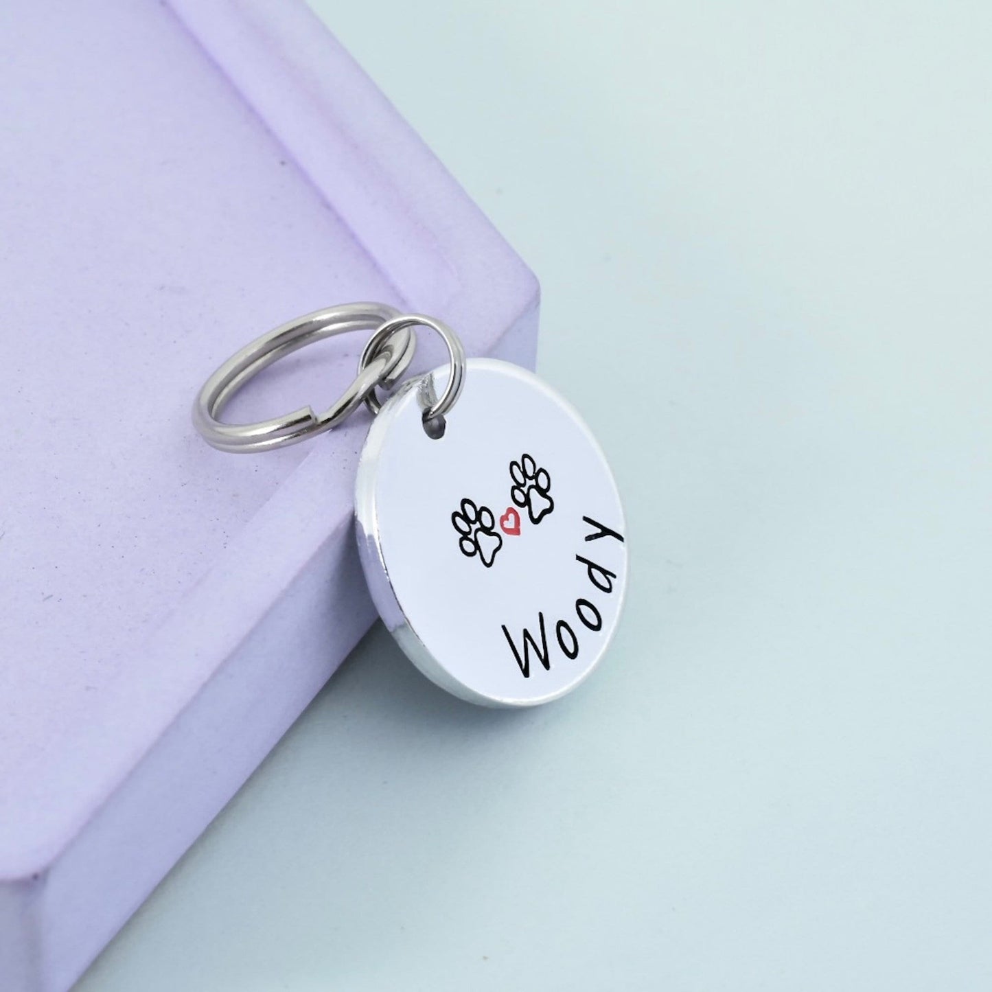Pet Name Keyring • Personalised Key Ring With Pets Name • Dog's Name • Cat's Name • Pet Tag • Small Key Chain • Animal Tag
