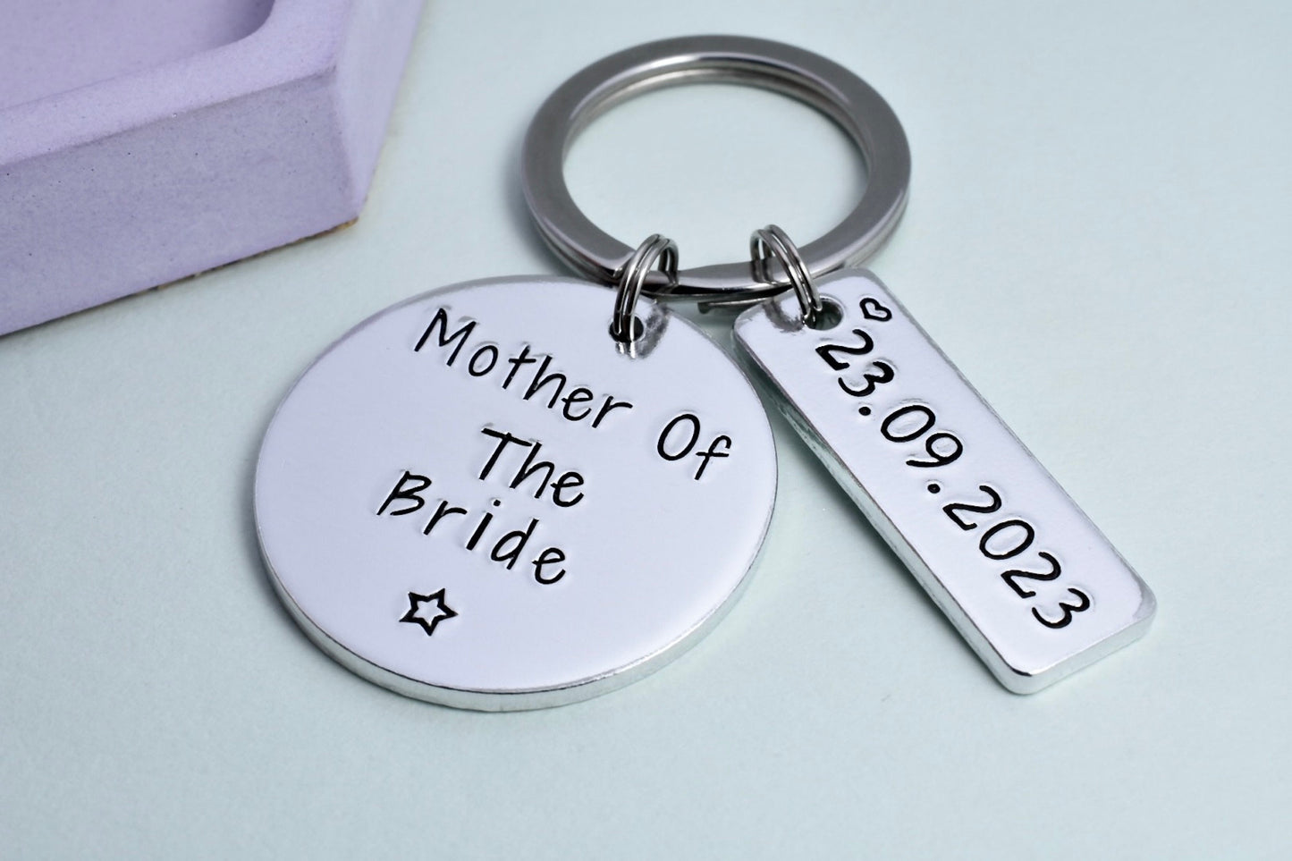 Wedding Party Gift • Personalised For Mother • Father Of The Bride • Mother or Father Of The Groom • Bridesmaid • Best Man • Usher Keyring