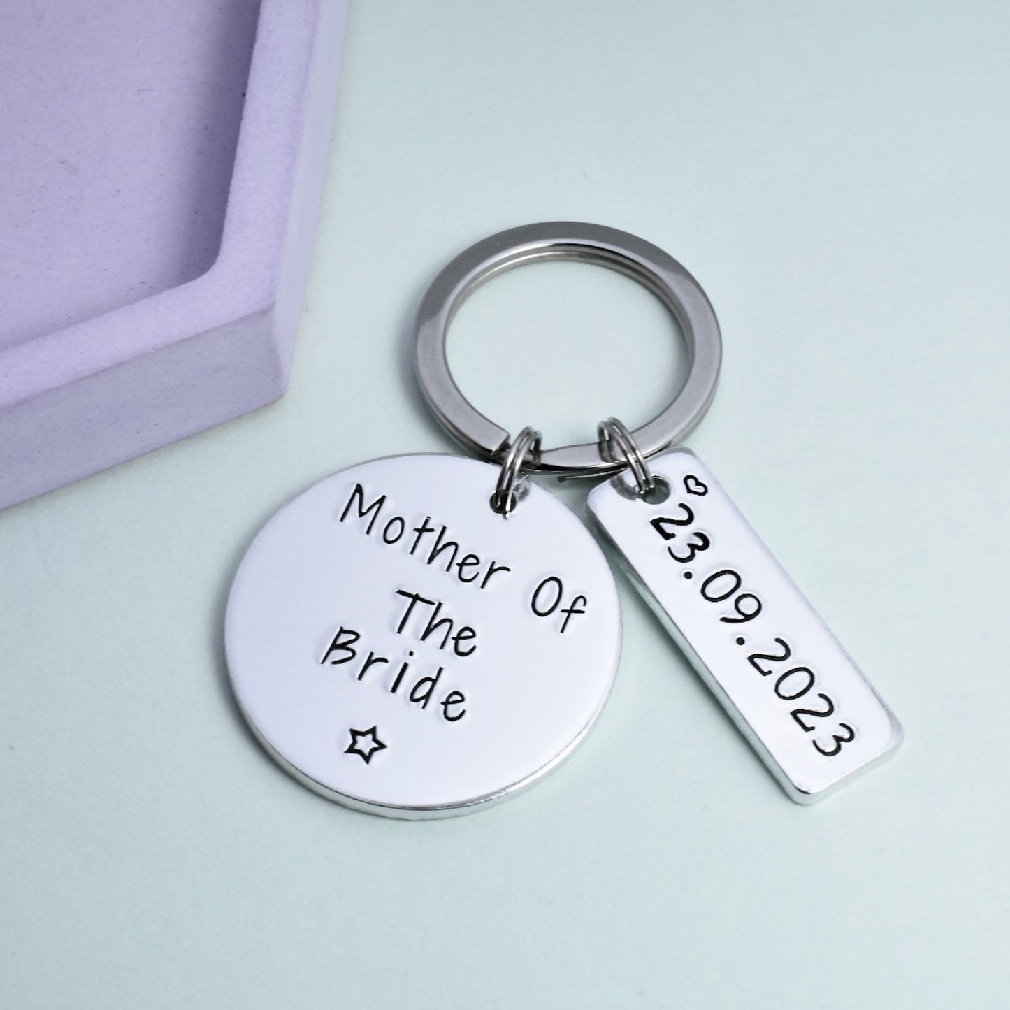 Wedding Party Gift • Personalised For Mother • Father Of The Bride • Mother or Father Of The Groom • Bridesmaid • Best Man • Usher Keyring