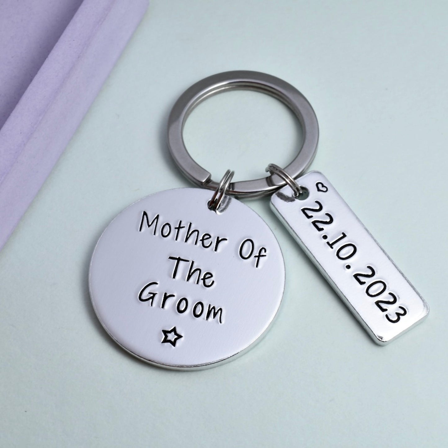 Wedding Party Gift • Personalised For Mother • Father Of The Bride • Mother or Father Of The Groom • Bridesmaid • Best Man • Usher Keyring