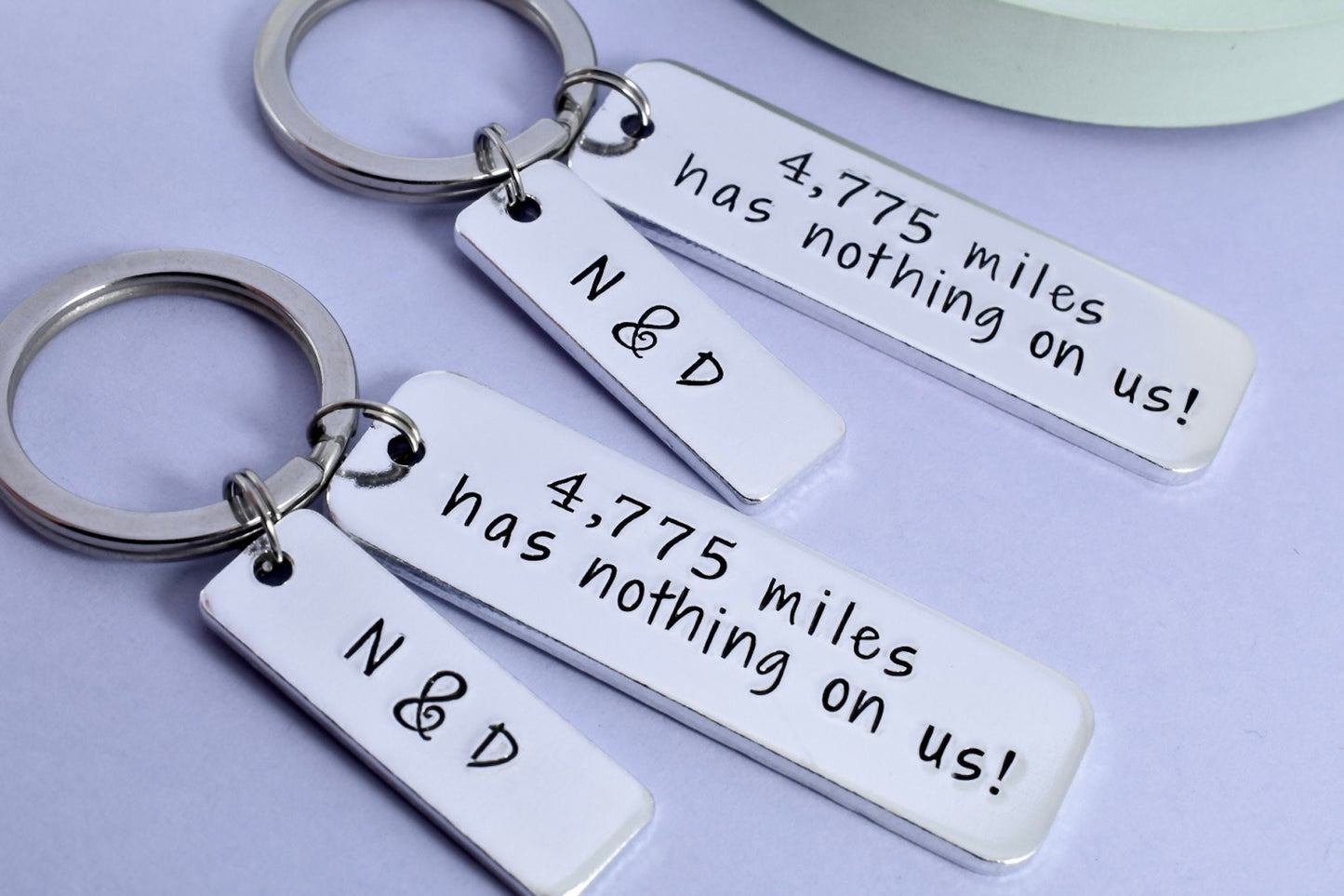 Personalised "Miles Has Nothing On Us" Keyring •  Long Distance Friendship/Relationship Key Chain • Emigration Gift • Moving Away Gift