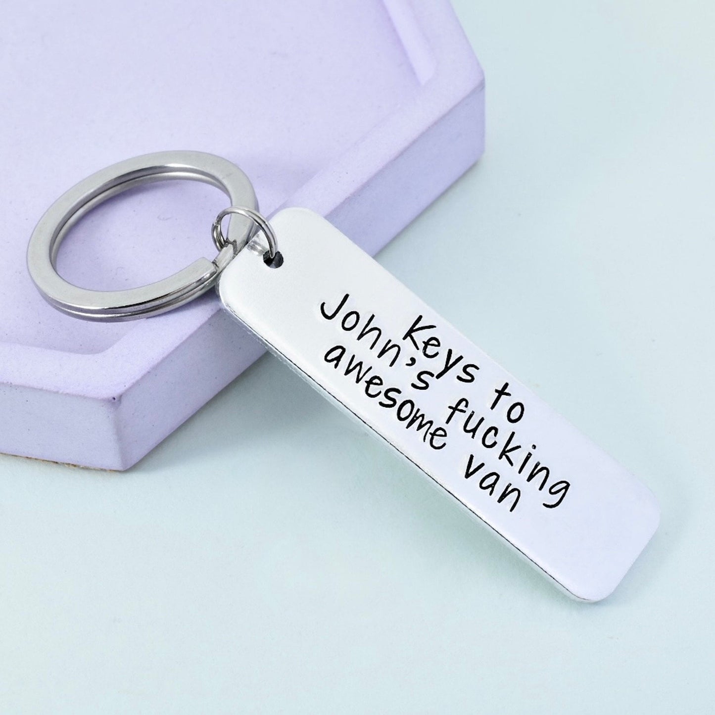 Gift For Driver • Personalised Keyring With 'Keys to *name's fucking awesome van/motorbike/car/tractor etc' • Van Keys • Car Key Ring