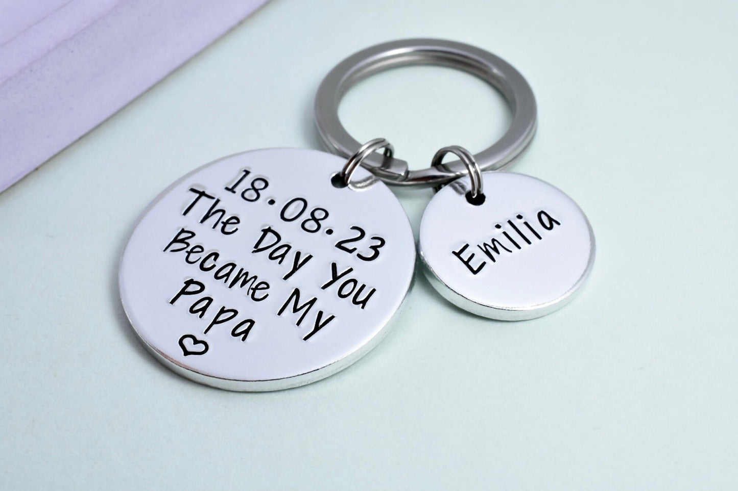 The Day You Became My Daddy Keyring • Personalised With Child's Name • New Parent Gift • The Day You Became My Mummy • Father's Day Gift