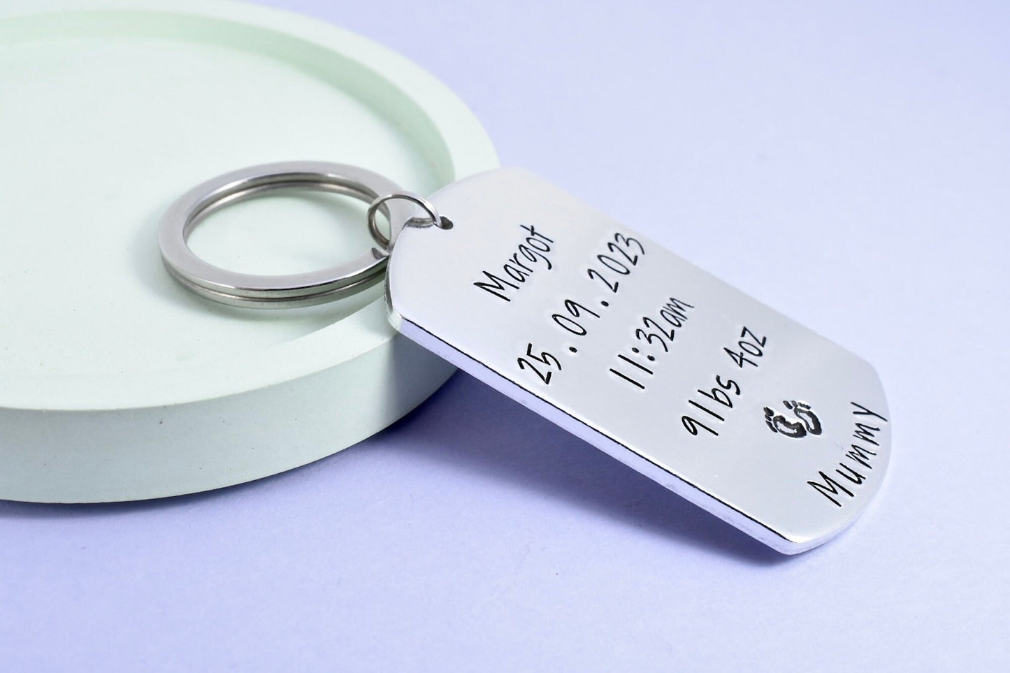 Personalised New Baby Gift • For Mummy and Daddy • Birth Details Keepsake Keyring Set • New Grandparents • With Weight, Time, Date and Name