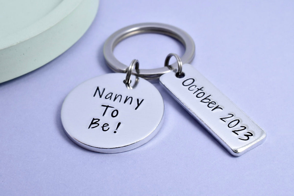 Key Rings Nanny Nanny To Be Keyring • Personalised Baby Announcement Key Chain • Grand ...