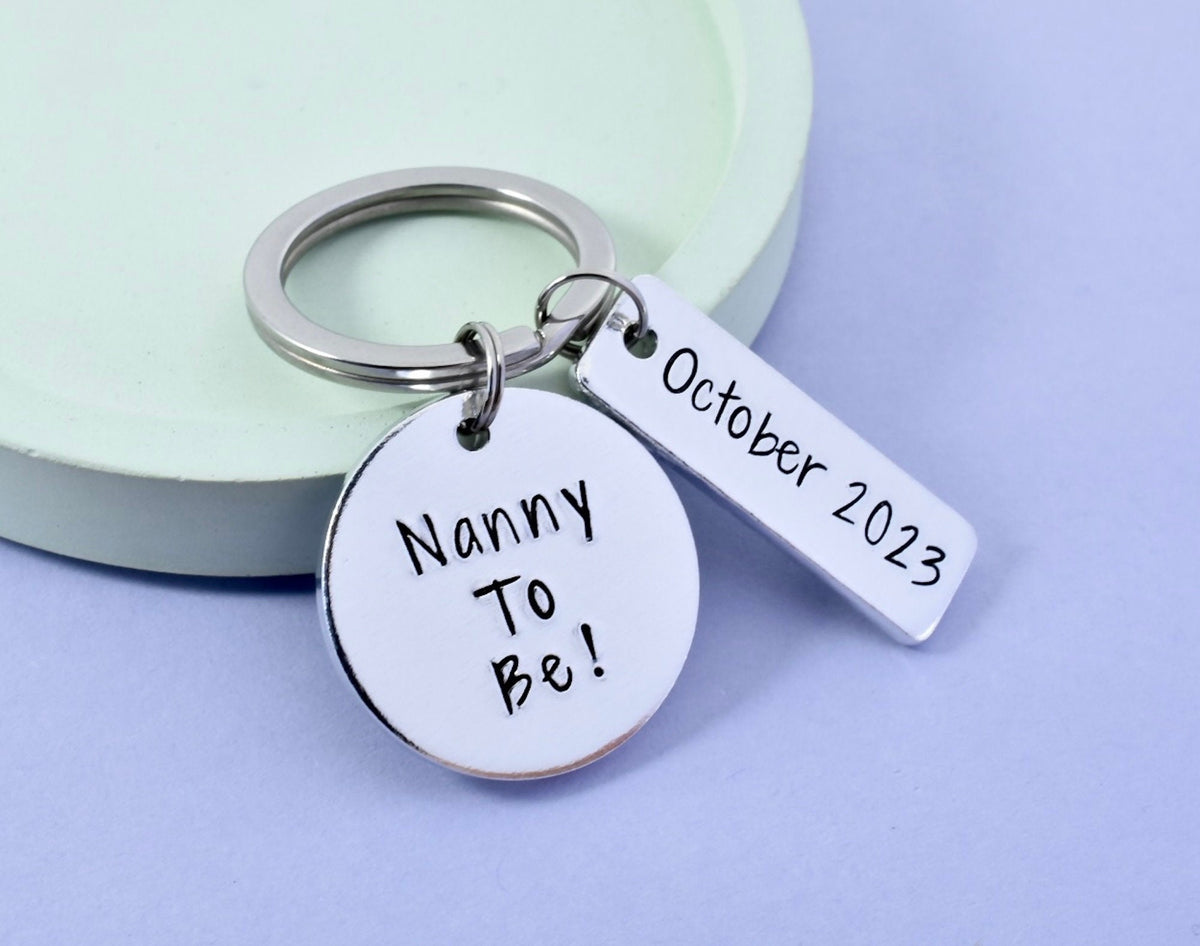 Key Rings Nanny Nanny To Be Keyring • Personalised Baby Announcement Key Chain • Grand ...