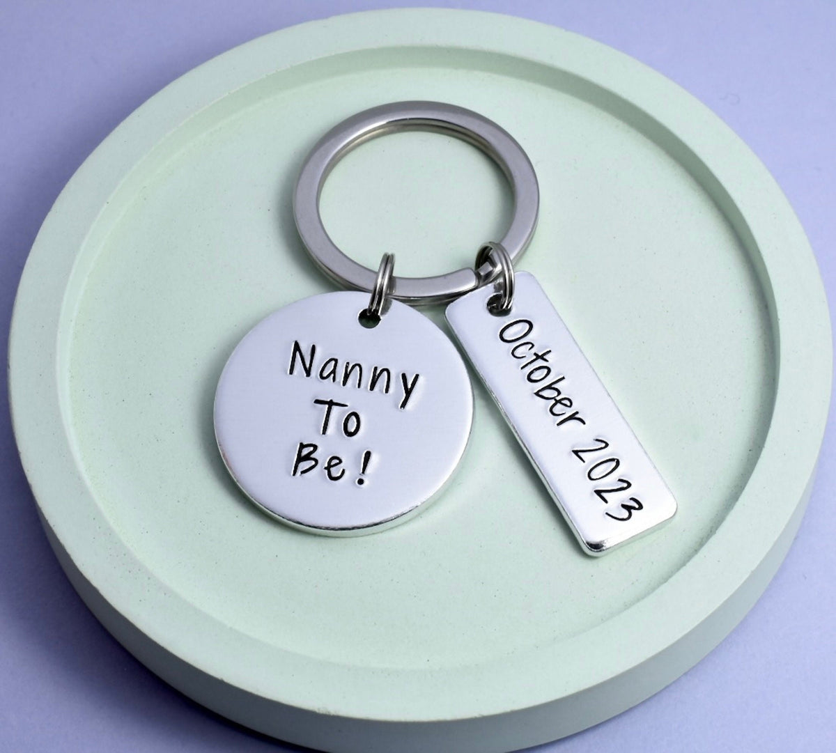 Key Rings Nanny Nanny To Be Keyring • Personalised Baby Announcement Key Chain • Grand ...