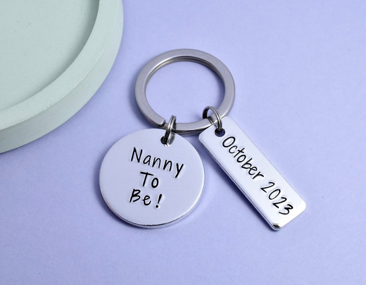 Key Rings Nanny Nanny To Be Keyring • Personalised Baby Announcement Key Chain • Grand ...
