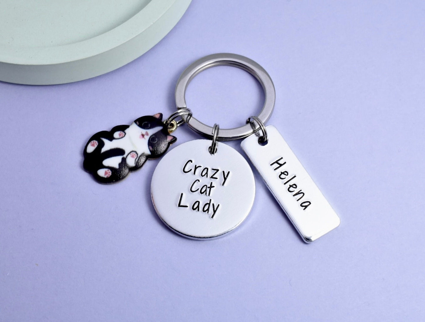 Crazy Cat Lady Keyring • Personalised Cat Lover Key Chain • Funny Cat Fan Gift • Cat Owner Gift • Cat Breed Charms